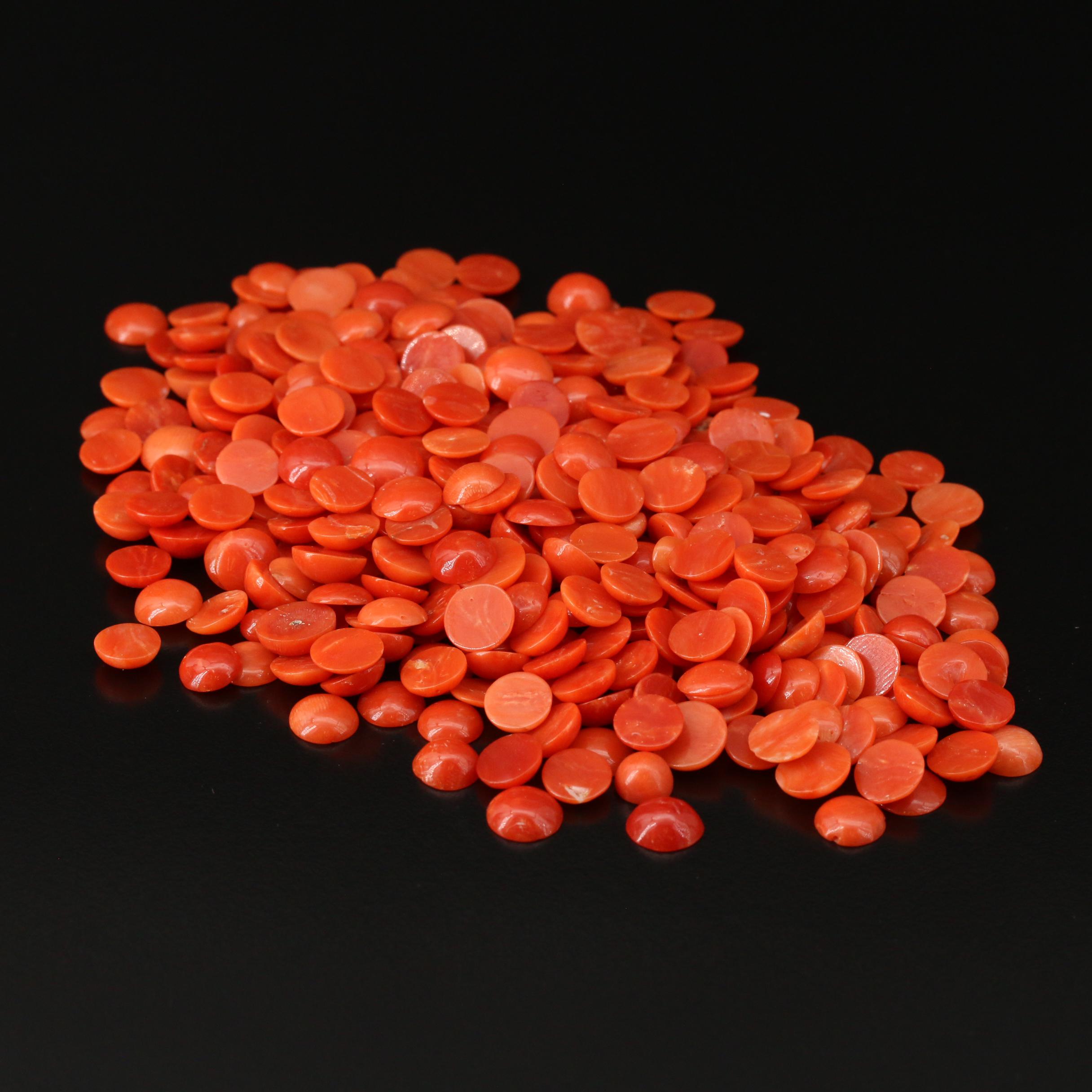 Loose Round Coral Cabochons