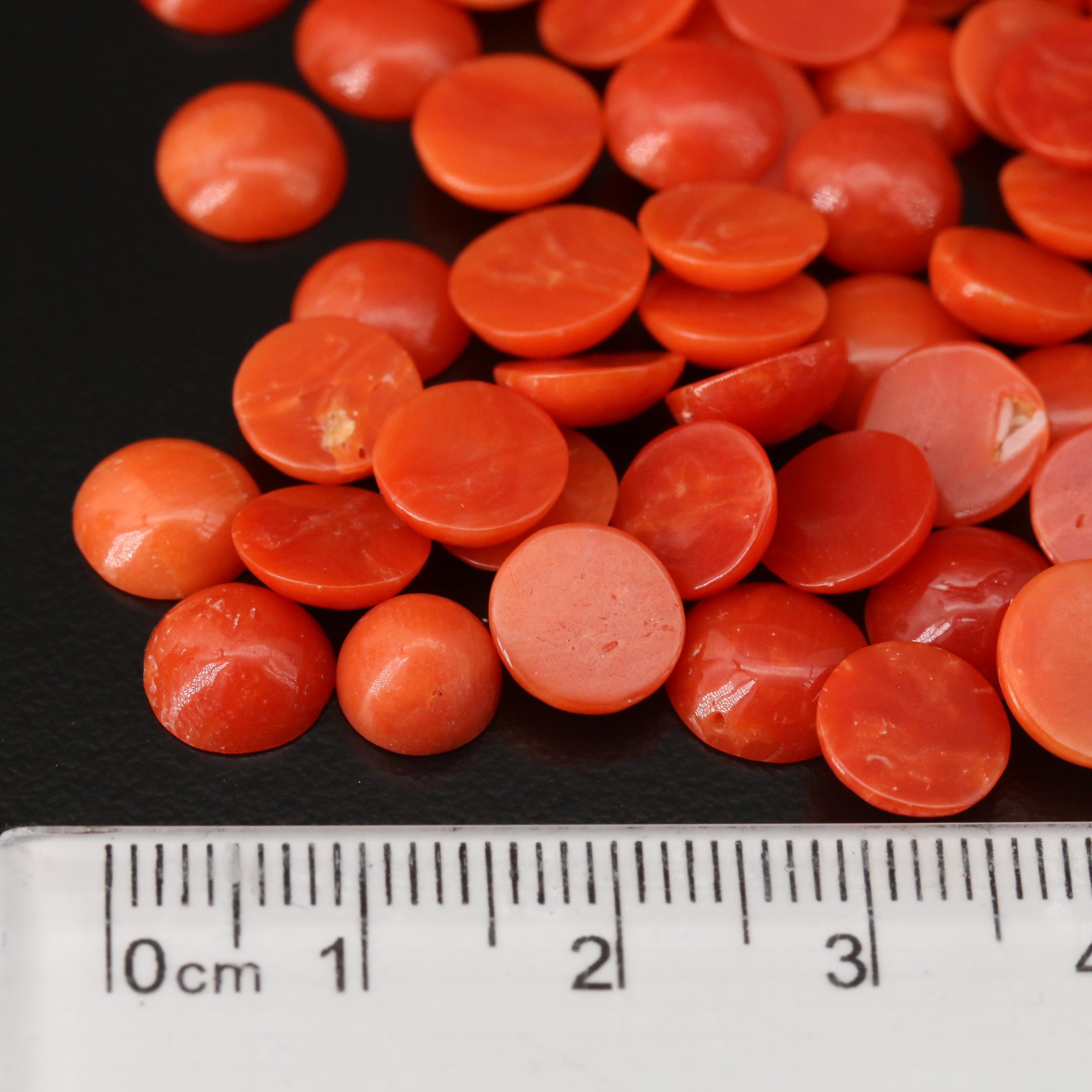 Loose Round Coral Cabochons