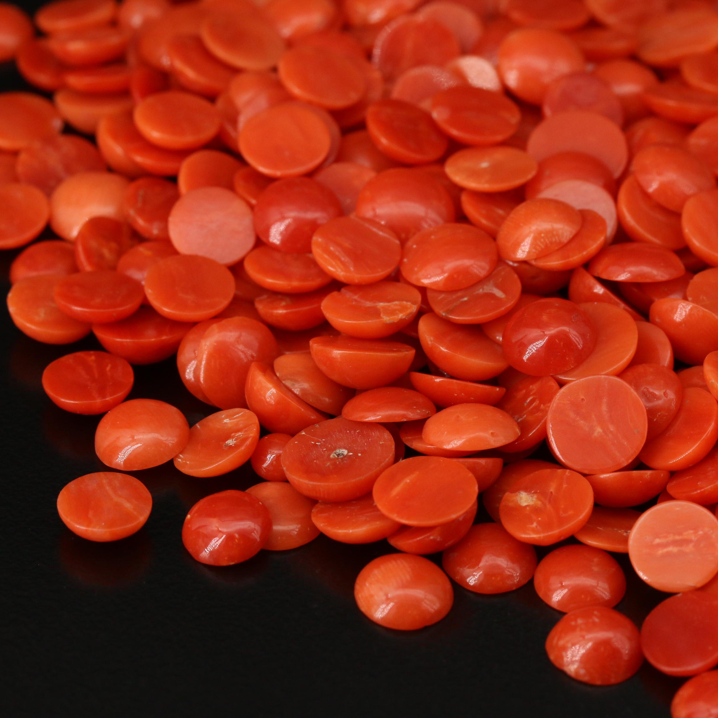 Loose Round Coral Cabochons