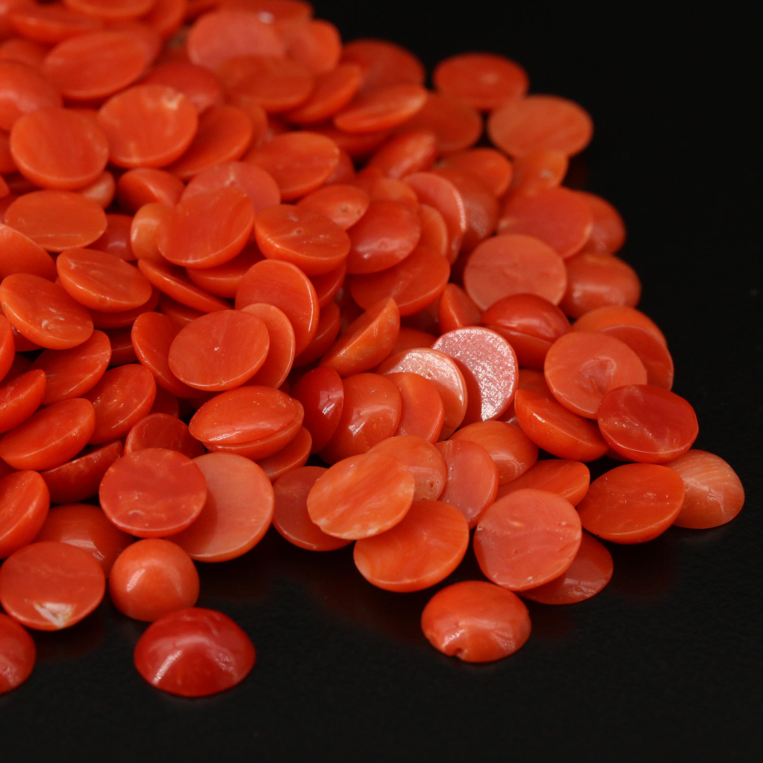 Loose Round Coral Cabochons