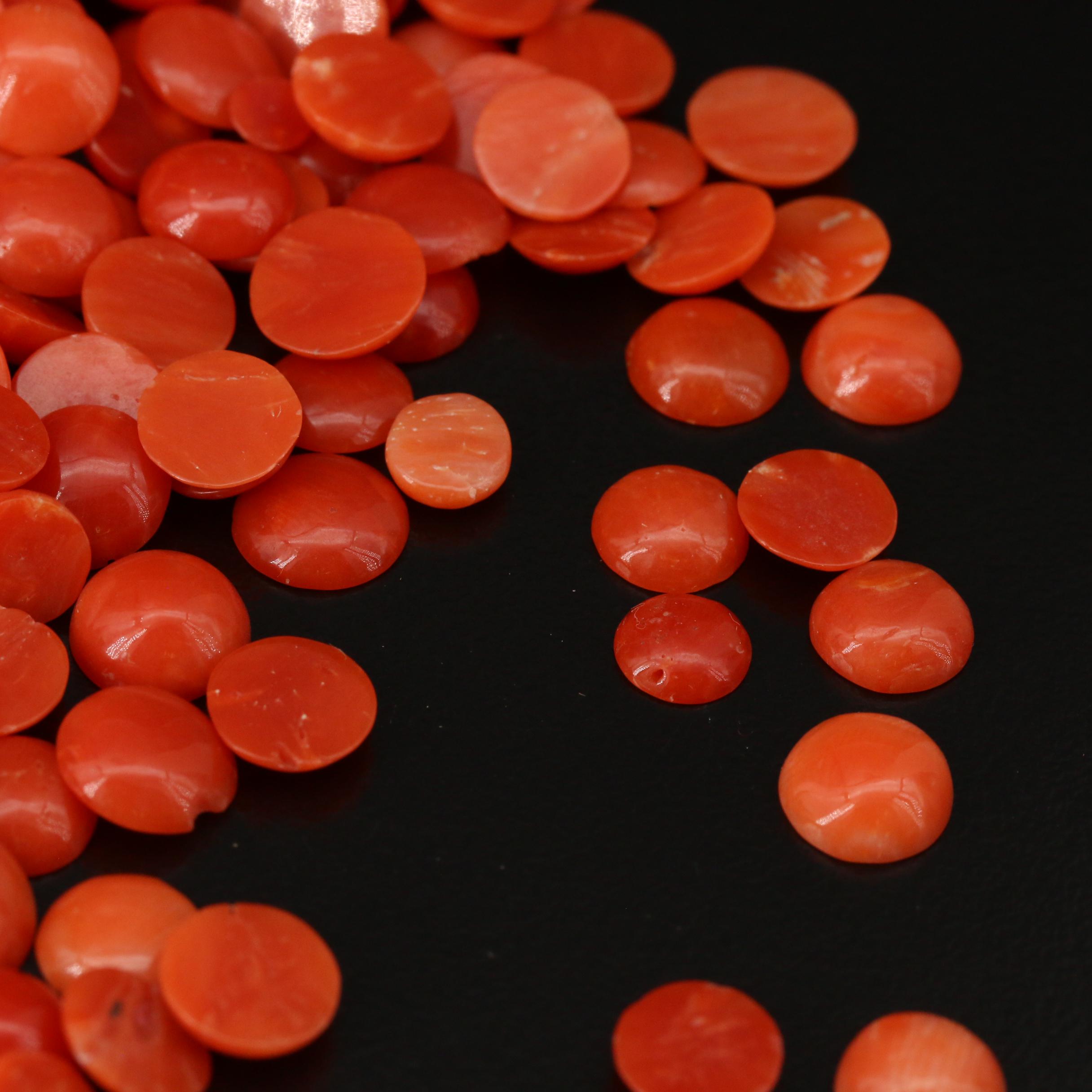 Loose Round Coral Cabochons