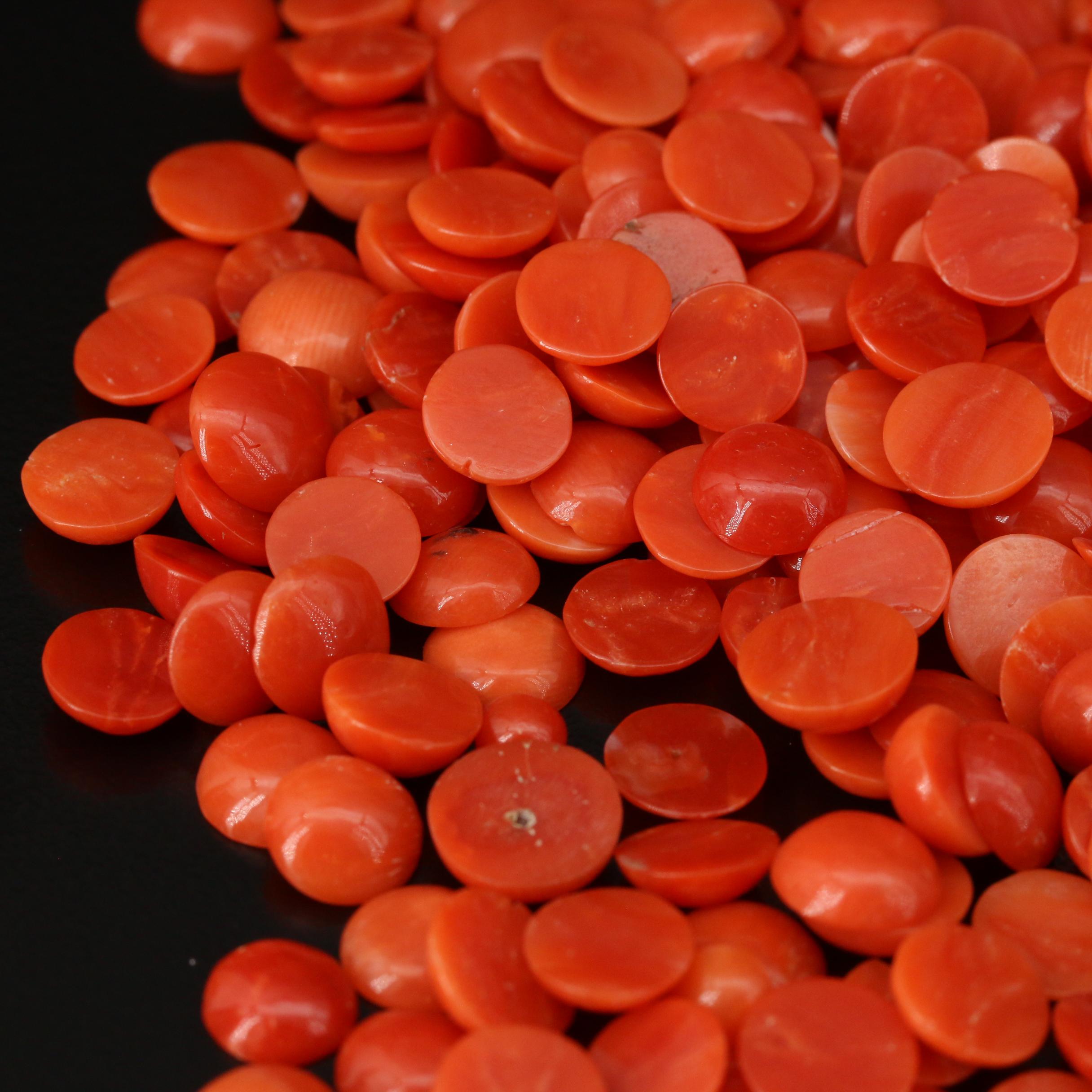 Loose Round Coral Cabochons