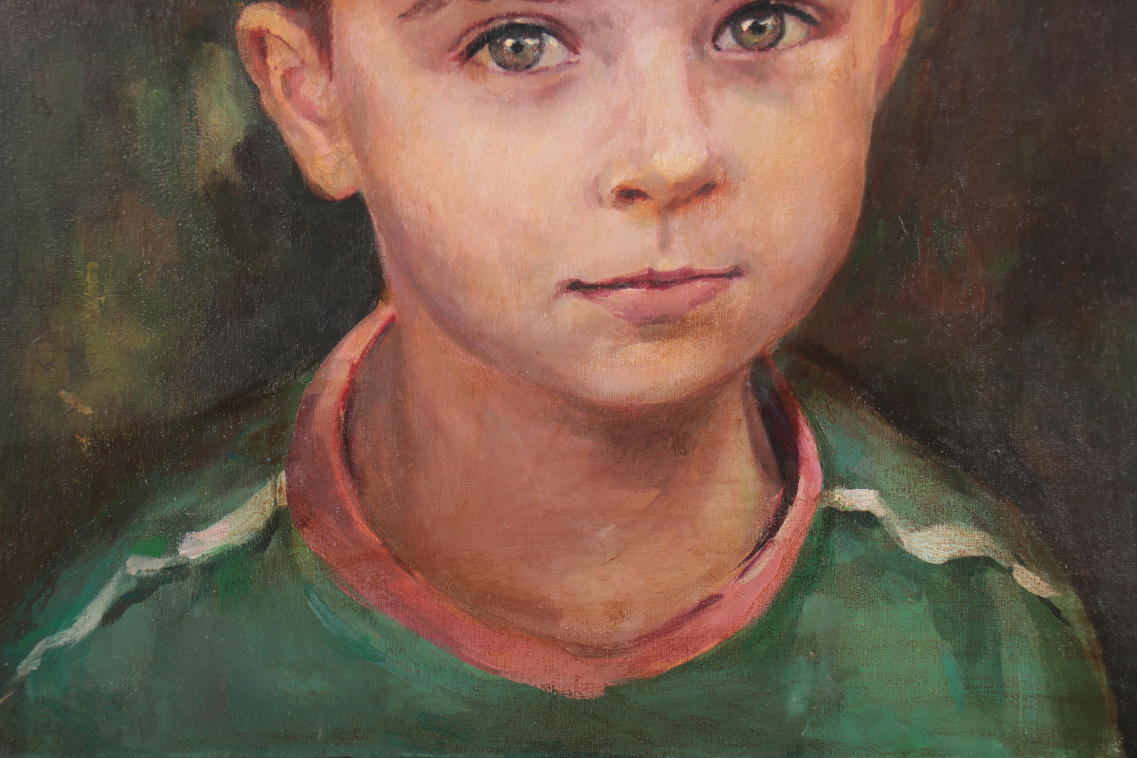 Adam Deda Realist Portrait Oil Painting "Boy in a Red Cap," 2001