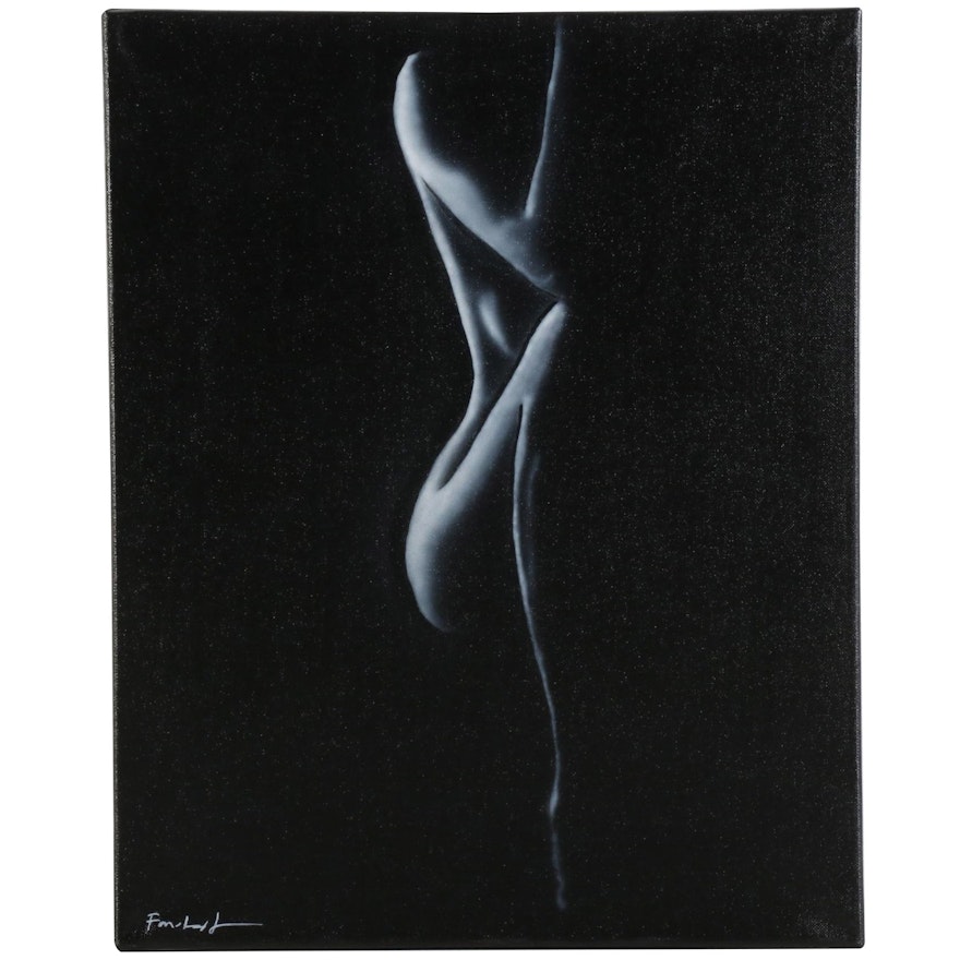 Farshad Lanjani Acrylic Painting "Nude," 21st Century