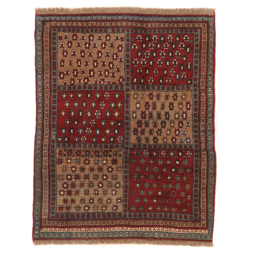 4'2 x 5'6 Hand-Knotted Persian Quchan Khorasan Area Rug, 1980s