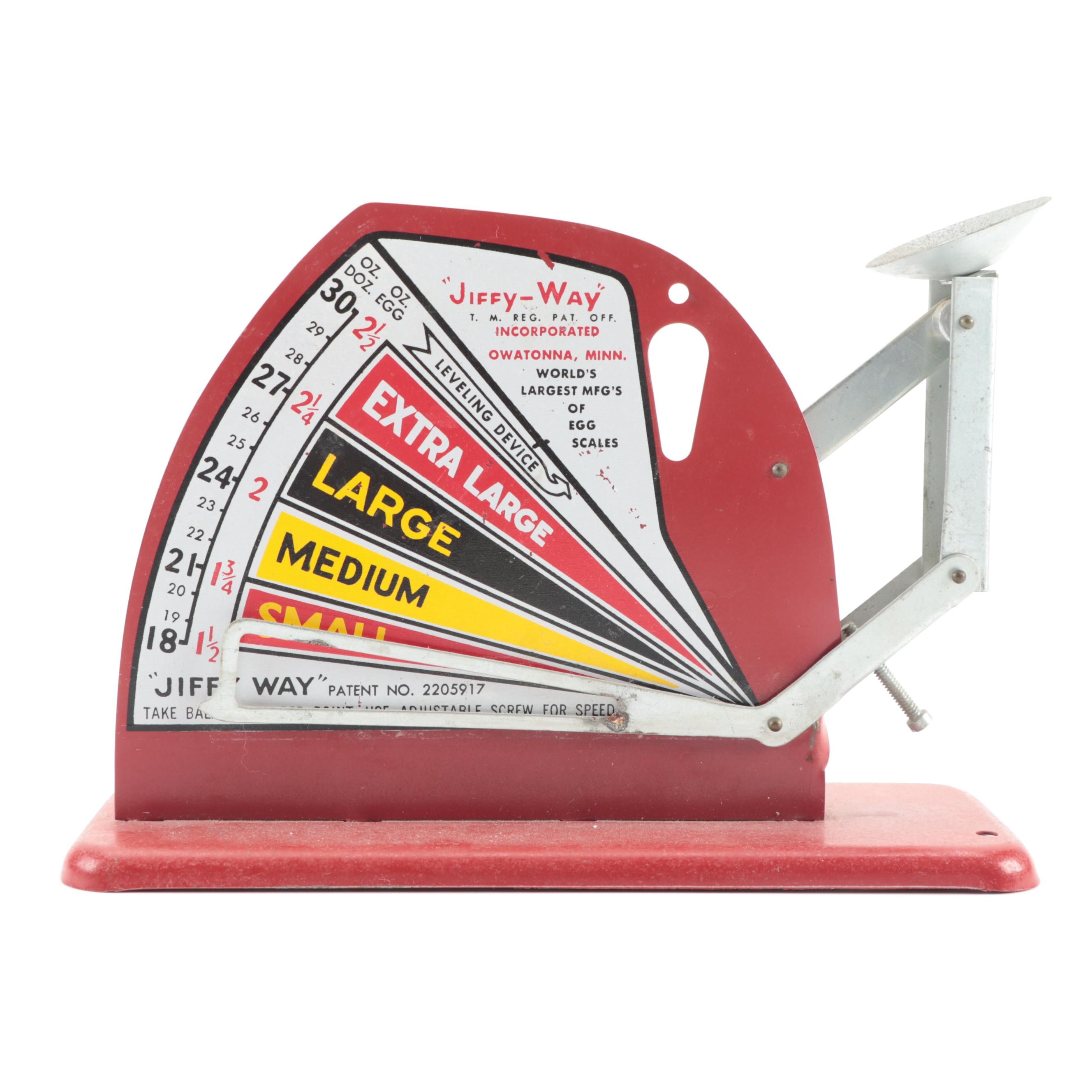 Jiffy-Way Red Metal Egg Scale, Vintage