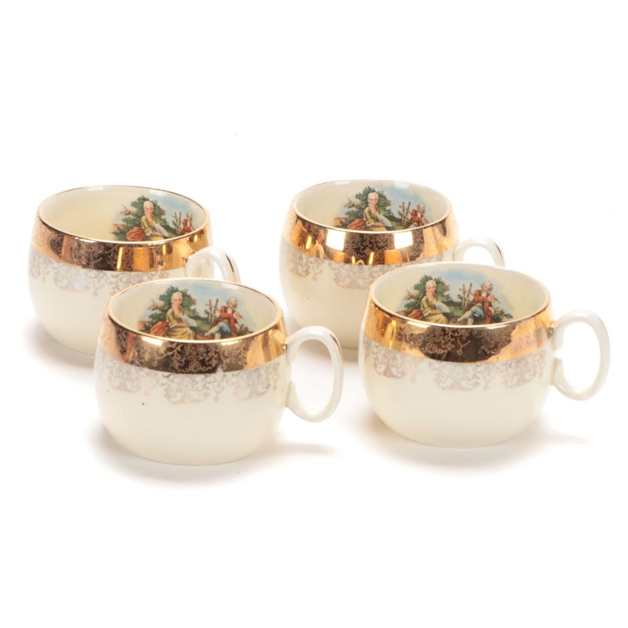 Sabin "Crest-O-Gold" Porcelain Cups, Early 20th Century
