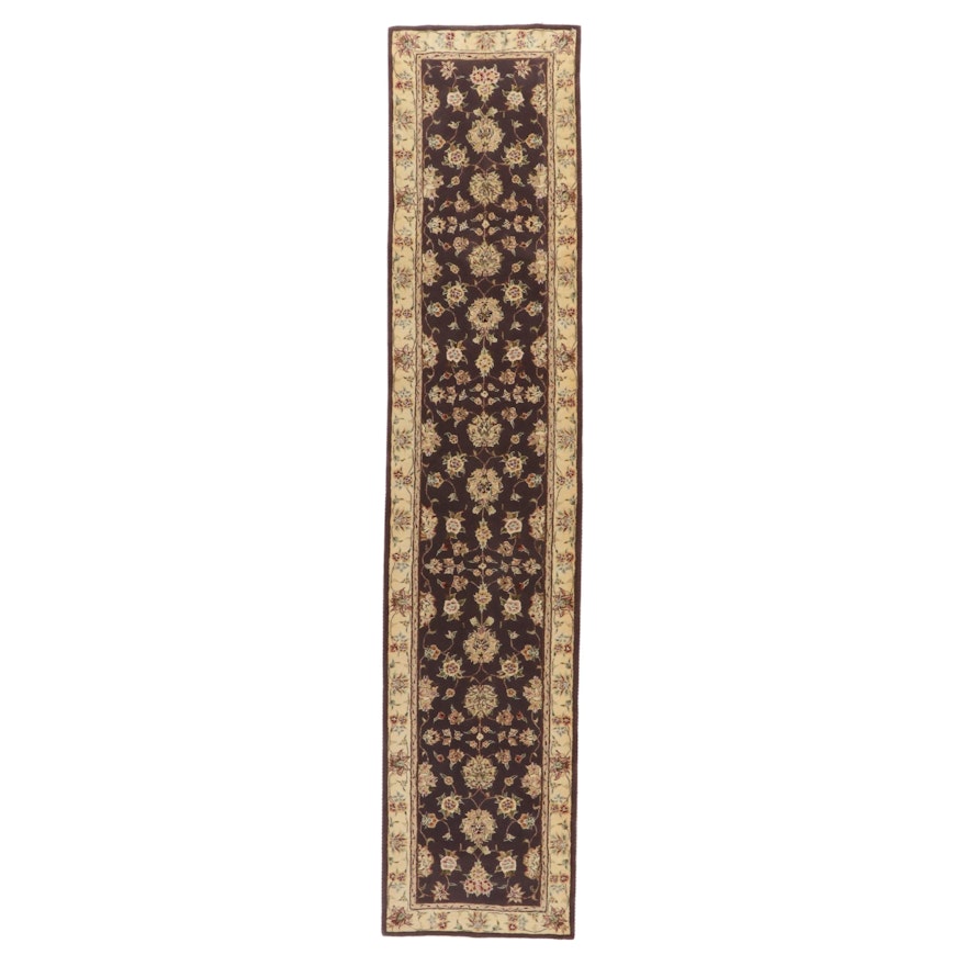 2'6 x 11'11 Hand-Tufted Sino-Persian Tabriz Silk and Wool Carpet Runner, 2000s