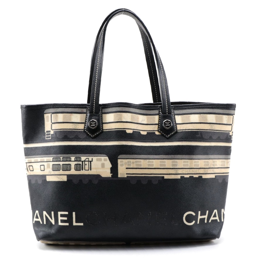 Chanel Le Train Coated Canvas and Leather Tote