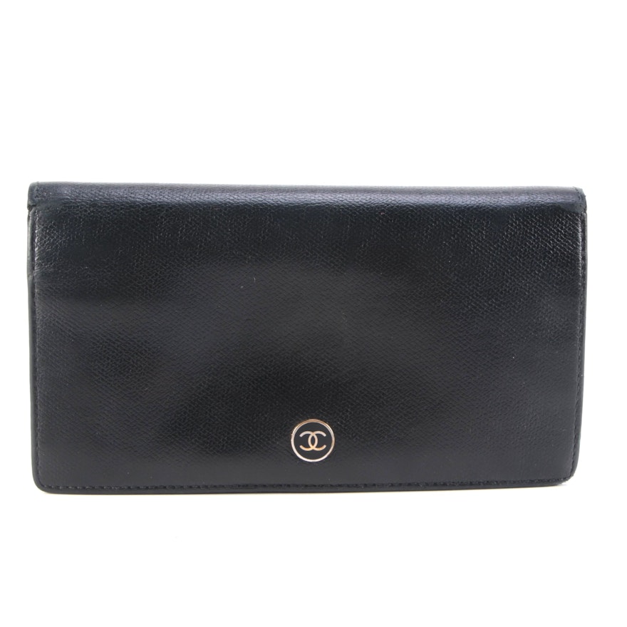 Chanel CC Bifold Long Wallet in Black Leather