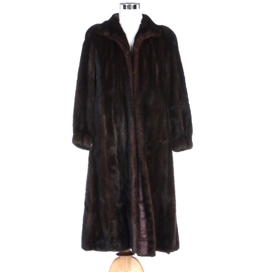 Dark Mahogany Brown Mink Fur Coat