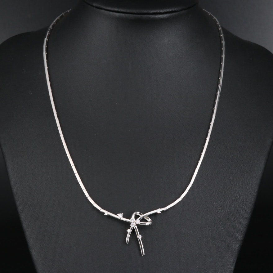 French Louis Féraud 18K Diamond "Lariat Bow" Necklace