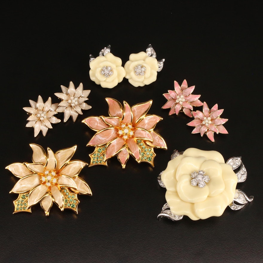 Nolan Miller Floral Brooches and Earrings