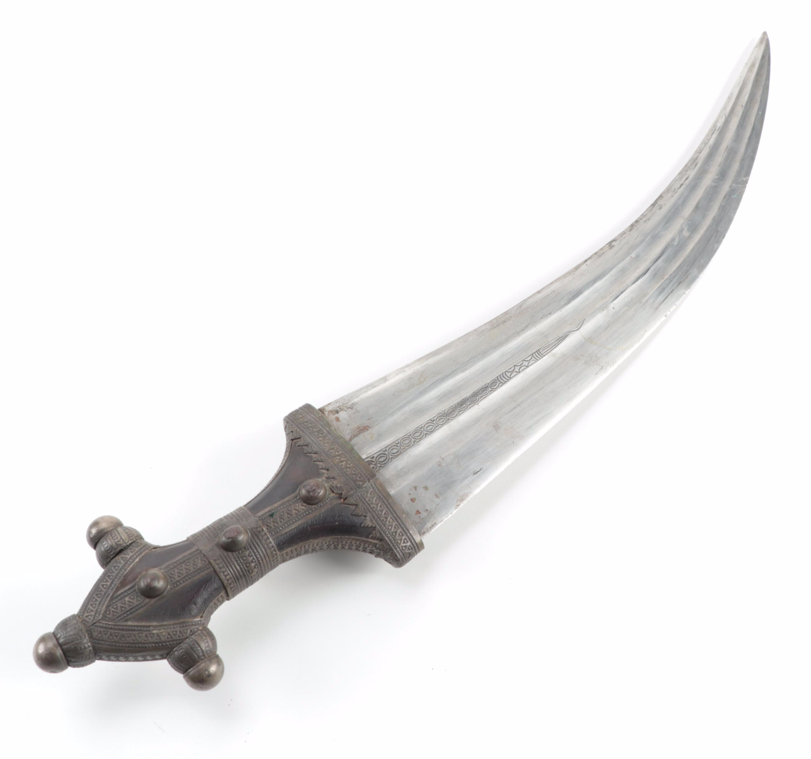 Jambiya Curved Dagger in Scabbard with Leather Belt, Mid-20th Century