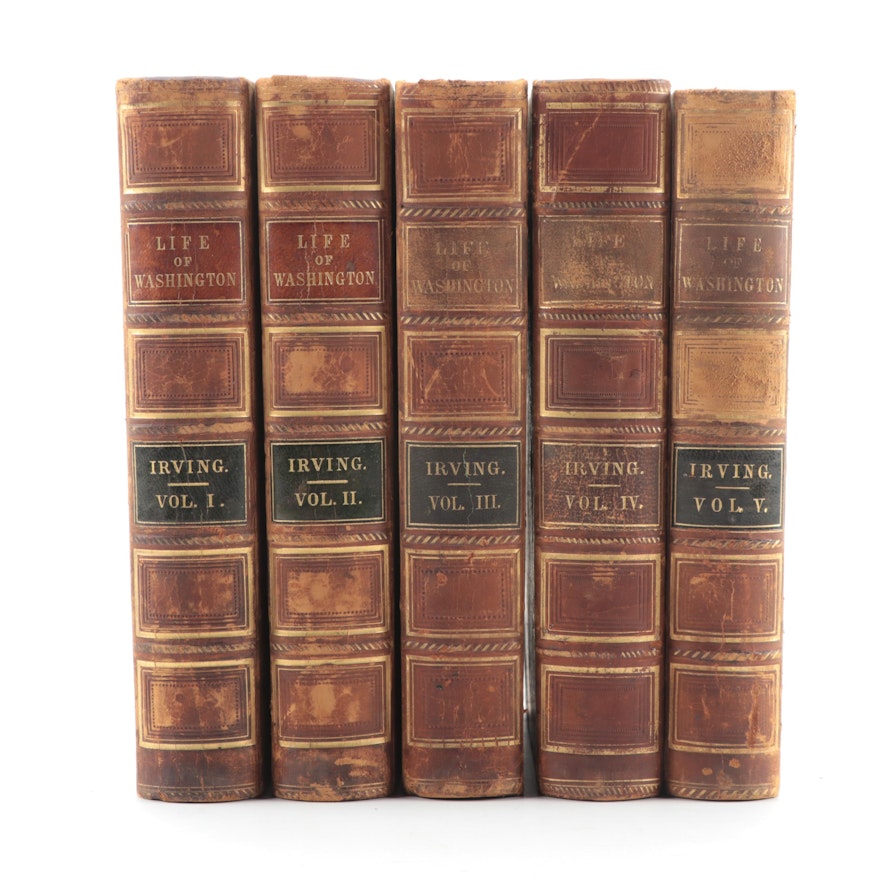 Washington Irving, "Life of George Washington" Five Volume Set, 1855-1860