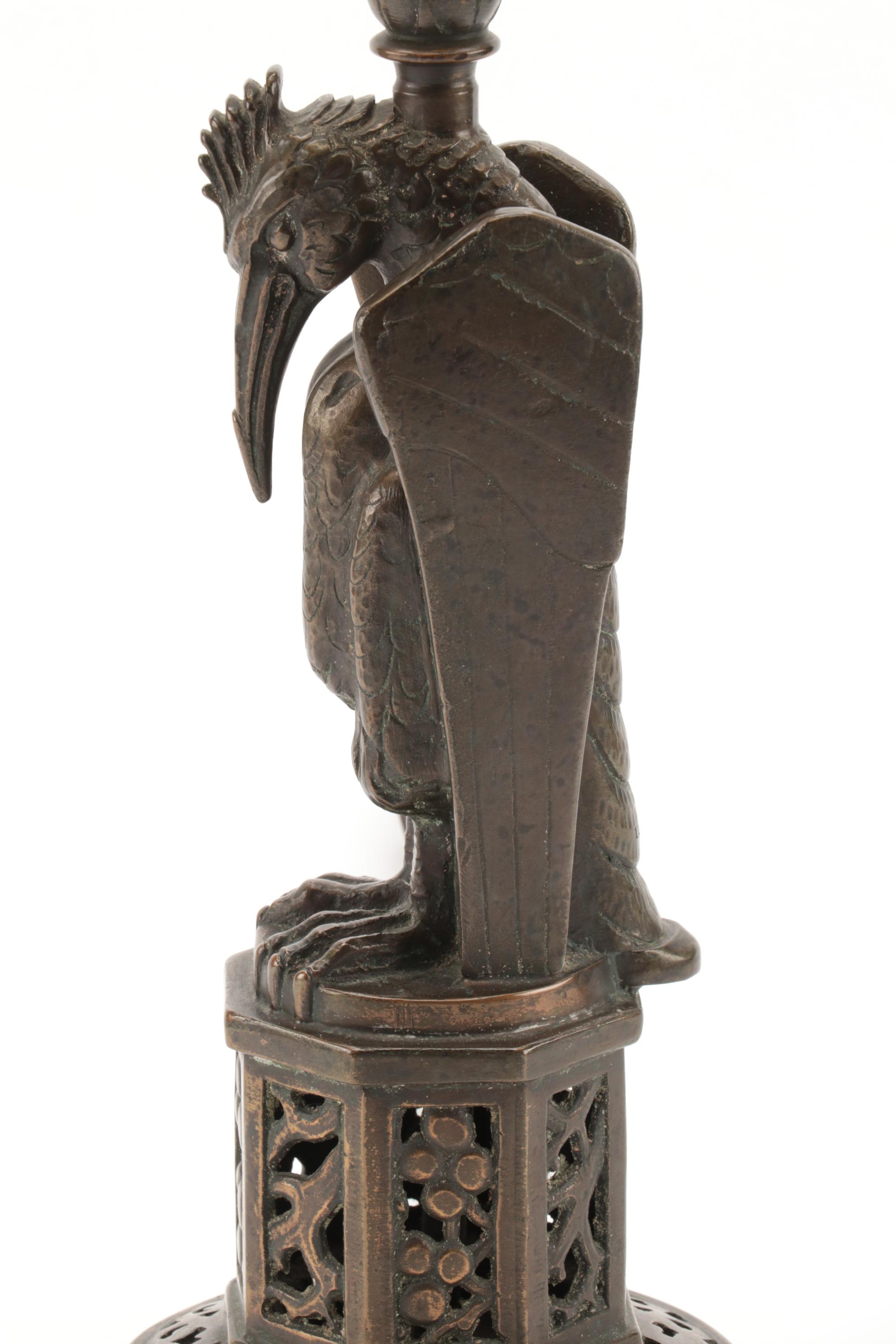 Bronze "Mythological Byrd" after O.B. Bach Figurine Table Lamp, Early/Mid 20th C
