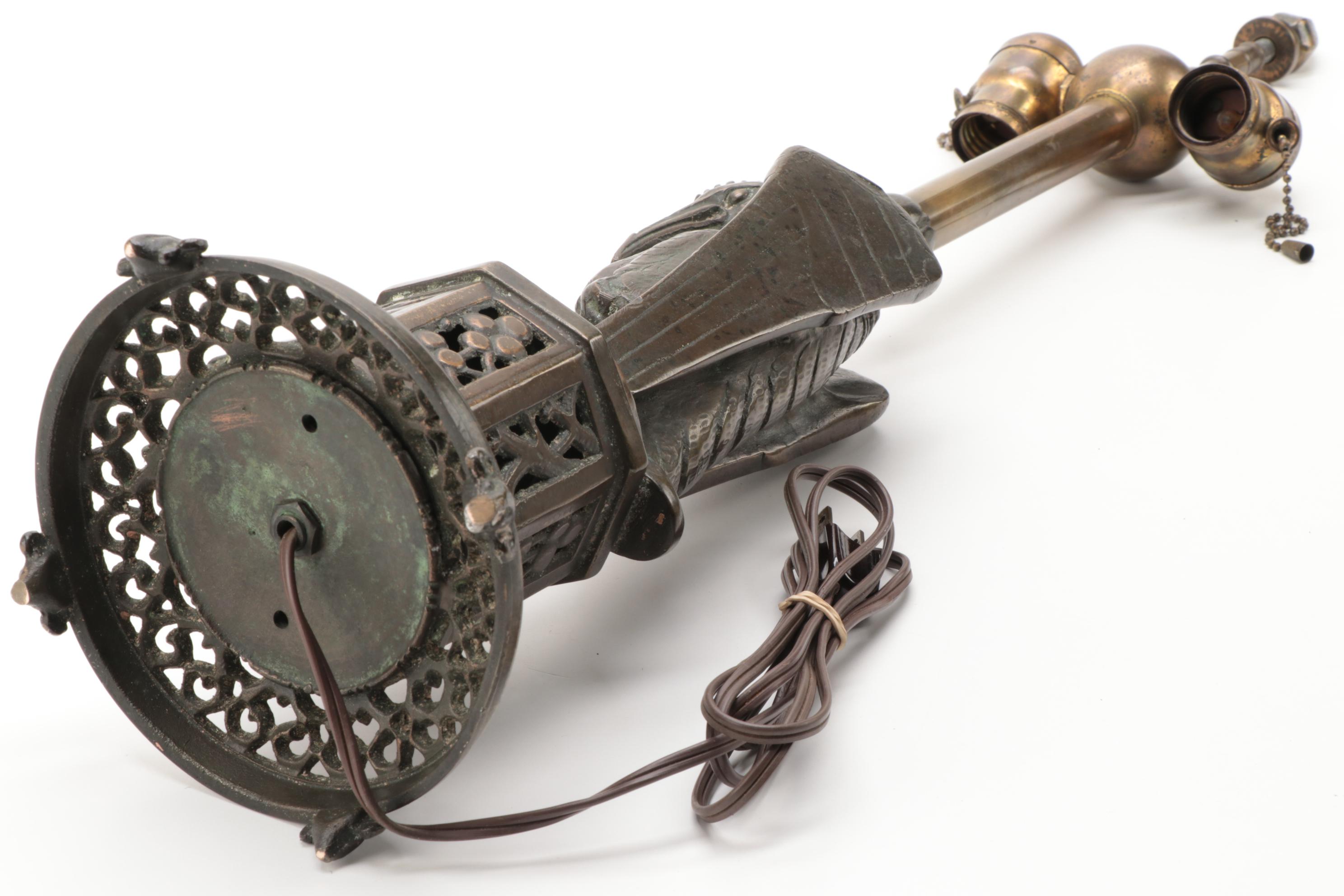 Bronze "Mythological Byrd" after O.B. Bach Figurine Table Lamp, Early/Mid 20th C