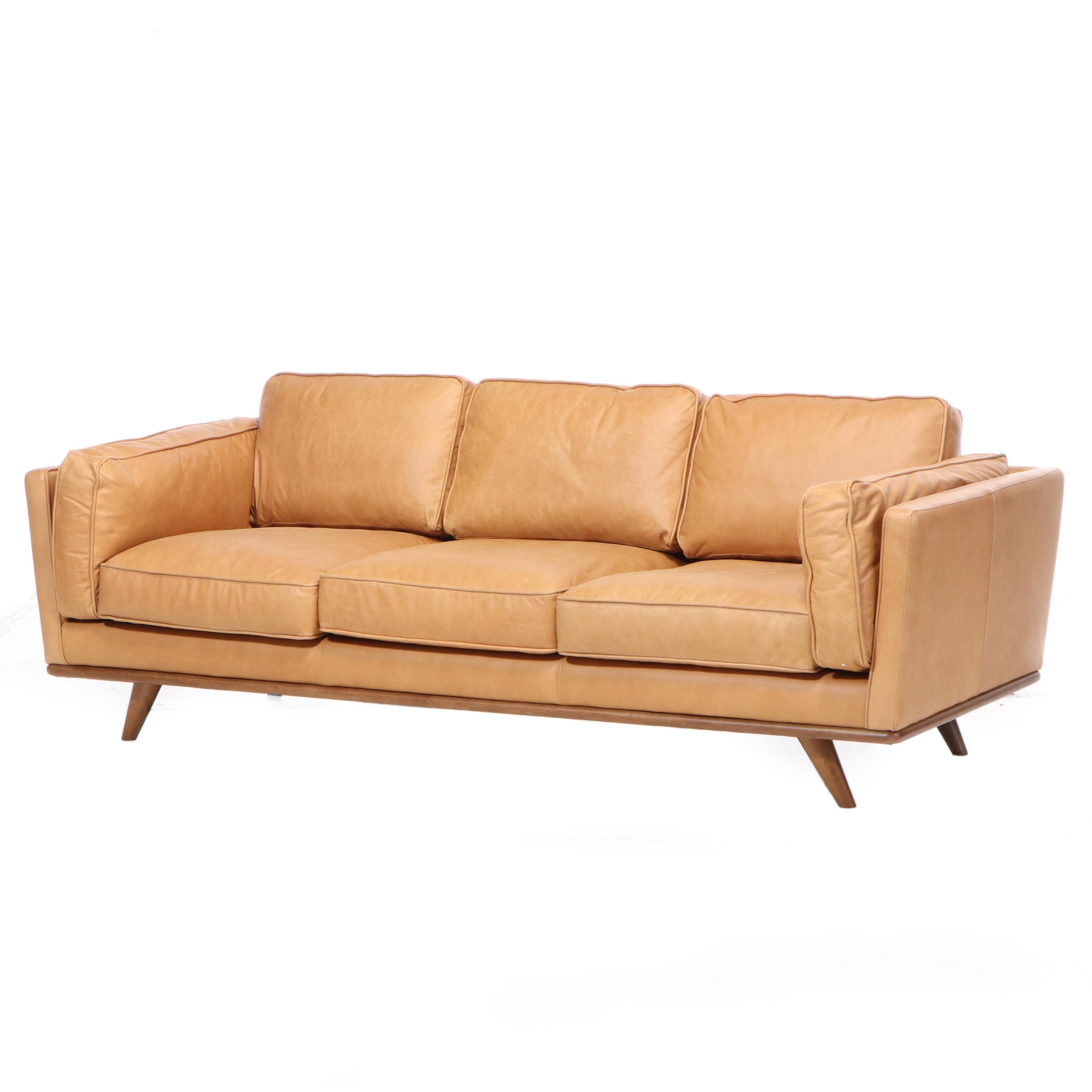 Article "Timber Collection" Modernist Style Aniline Leather Sofa