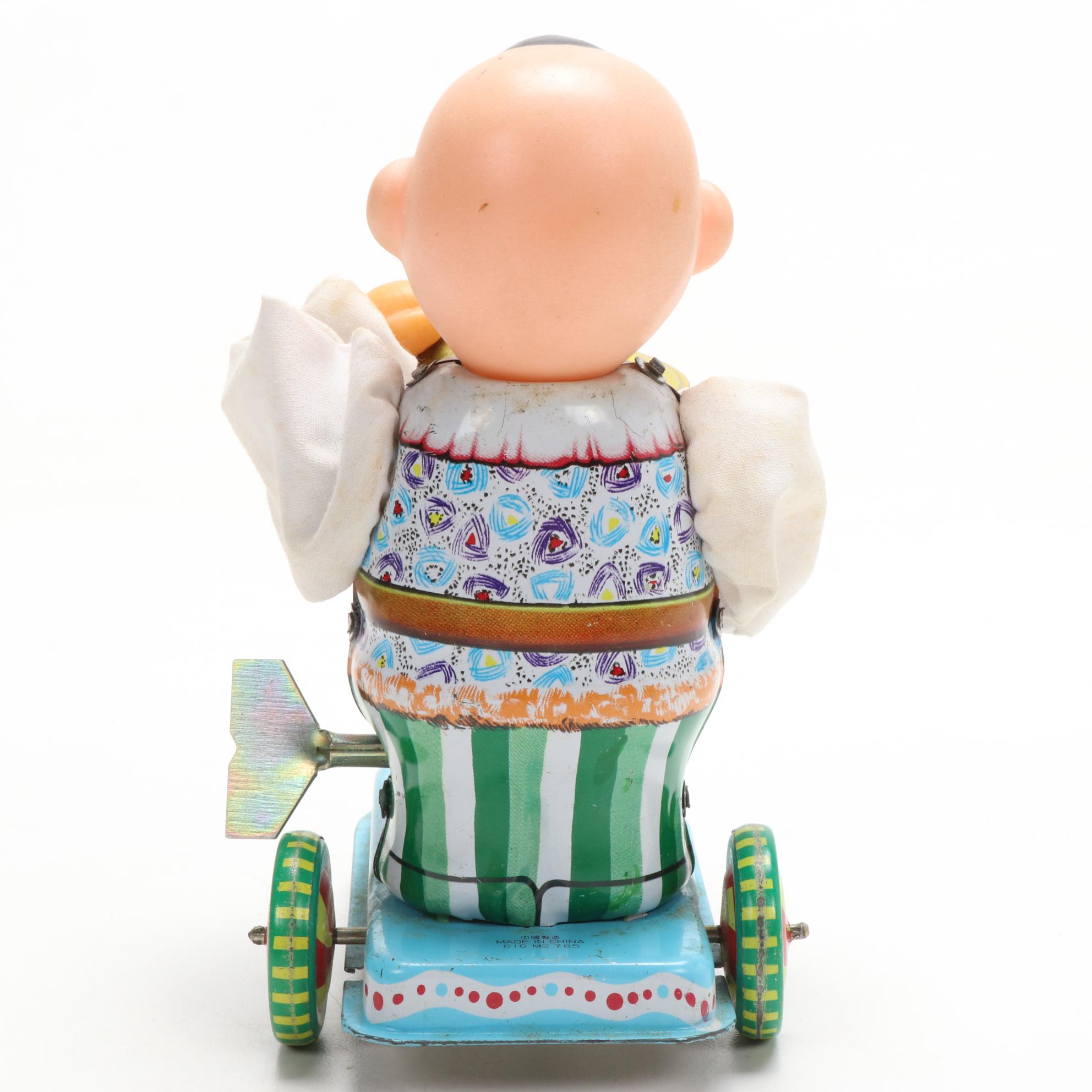 Clockwork "Child Beating Drum" Tin Litho Wind-up Toy