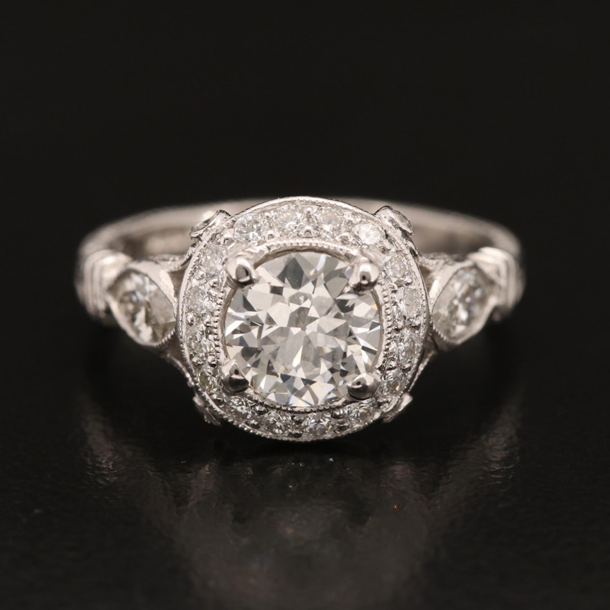 Platinum 1.99 CTW Diamond Milgrain Ring with GIA Report