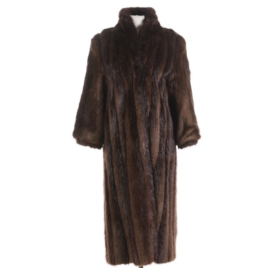 Beaver Fur Full-Length Coat with Banded Cuffs from Thomas E. McElroy