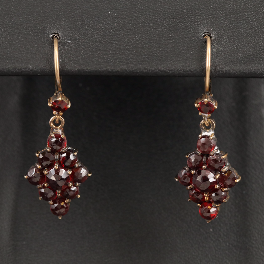 Vintage 835 Silver Garnet Earrings