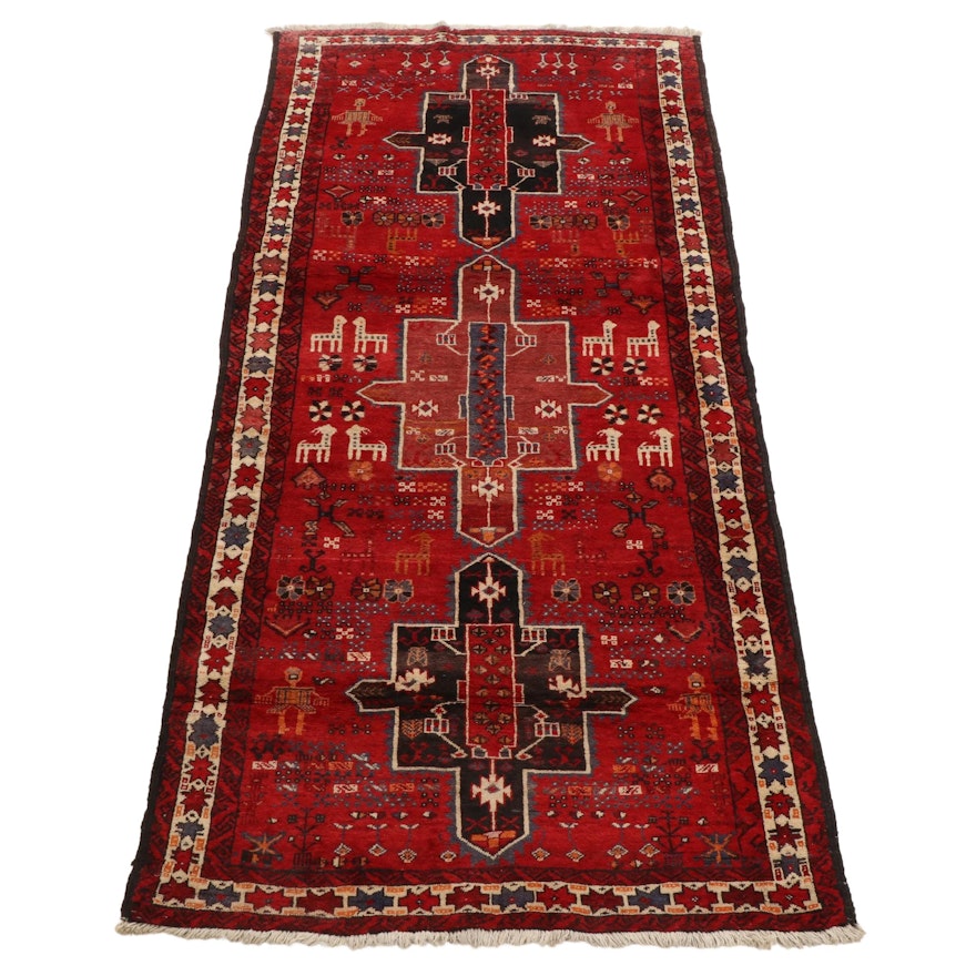 4'2 x 8'7 Hand-Knotted Northwest Persian Pictorial Area Rug