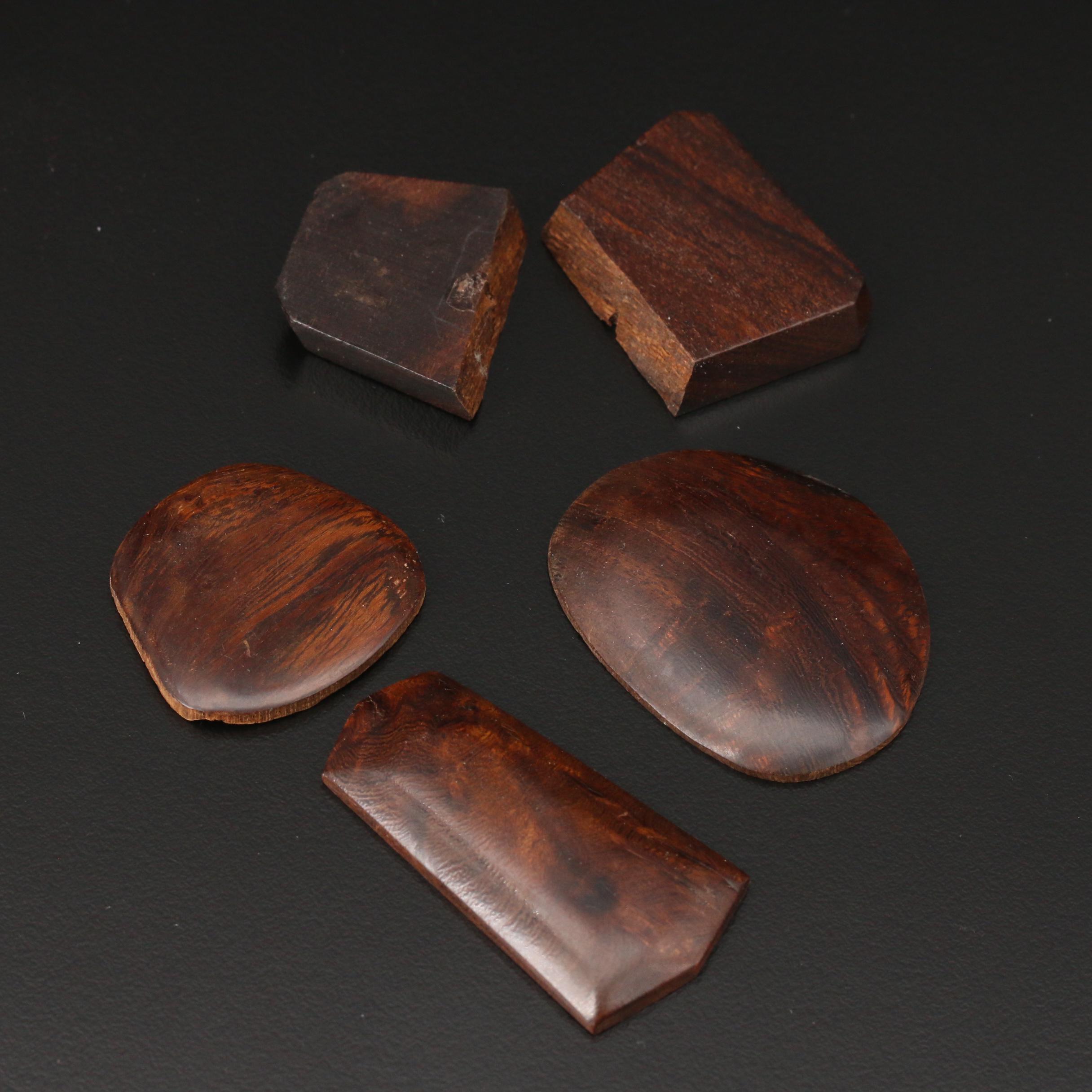 Loose Wooden Pendants, Slides and Beads Including Turquoise Accents