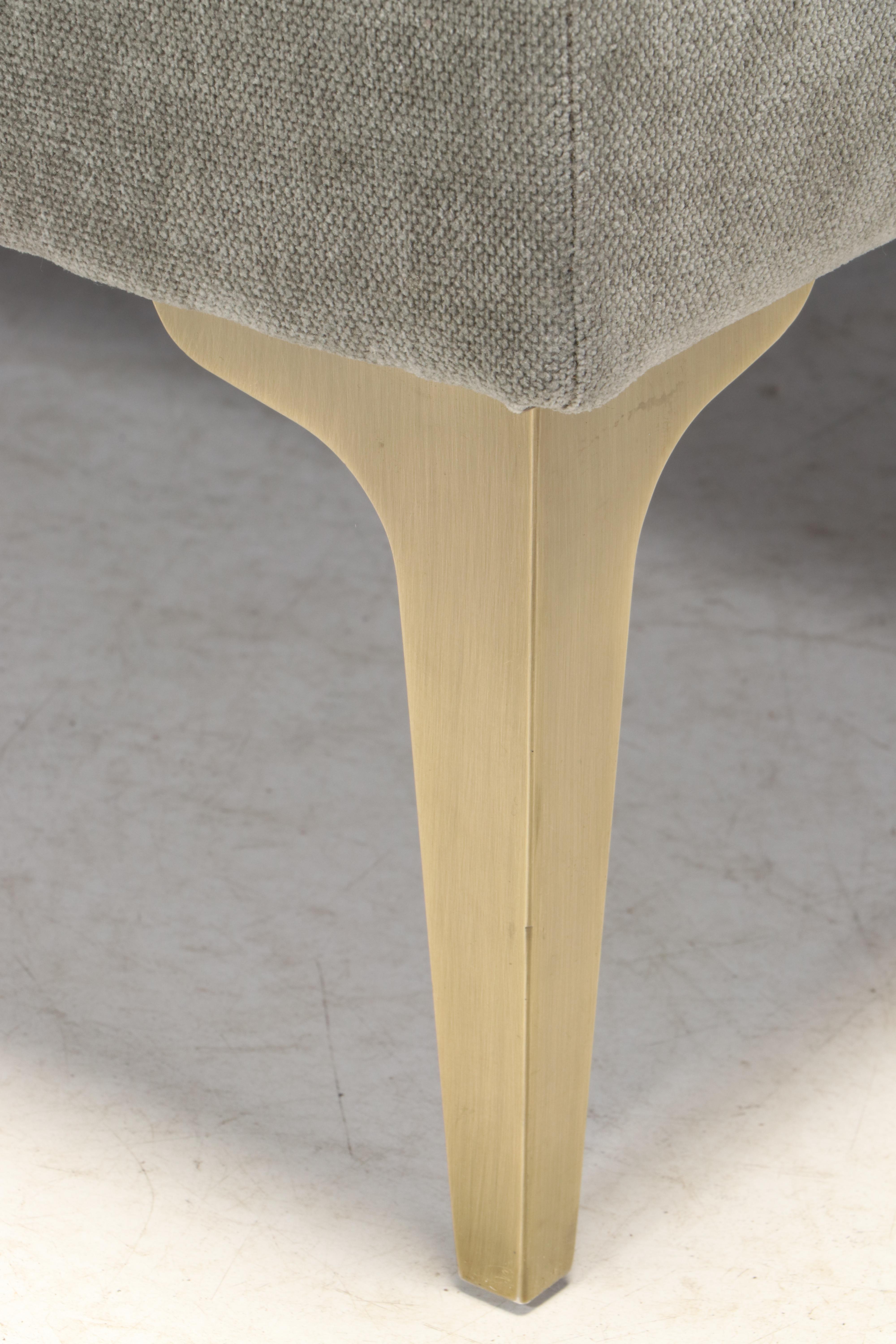 West Elm "Andes" Modern Upholstered Ottoman in Mineral Grey Distressed Velvet