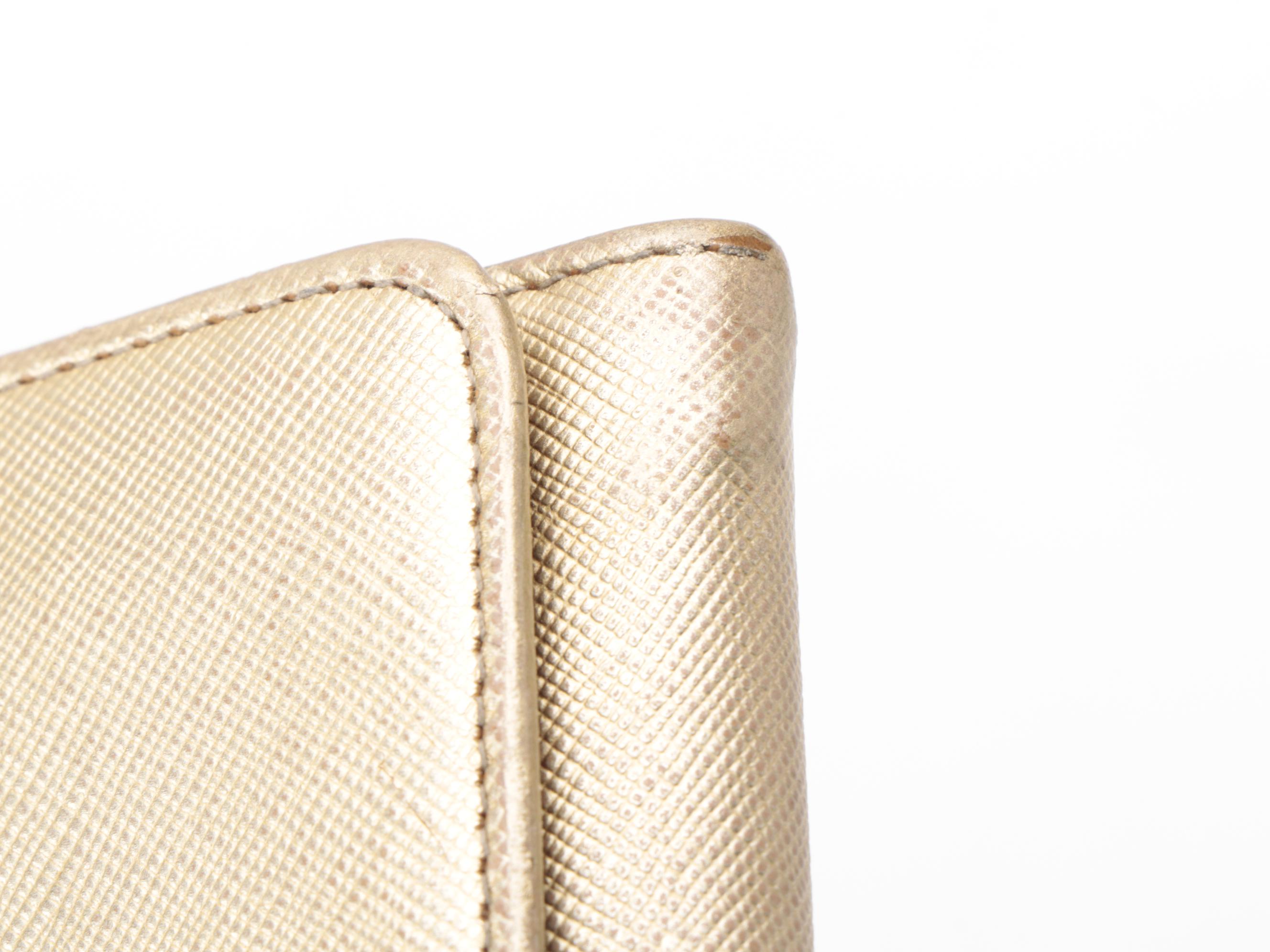 Modified Prada Metallic Gold Saffiano Leather Long Wallet with Box