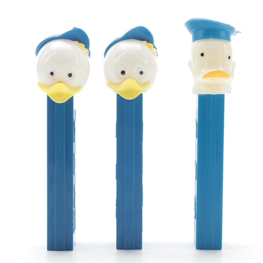PEZ "Duck Nephews" and "Donald Duck" Dispensers with No Feet