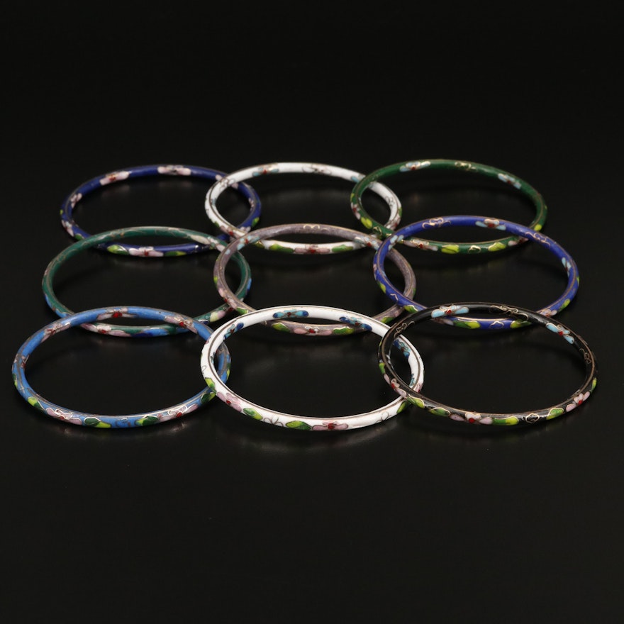 Cloisonné Floral Bangles