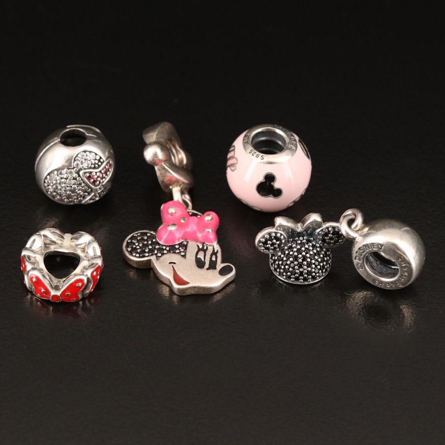 Pandora for Disney Parks Sterling Charm Pendants with Enamel and Cubic Zirconia