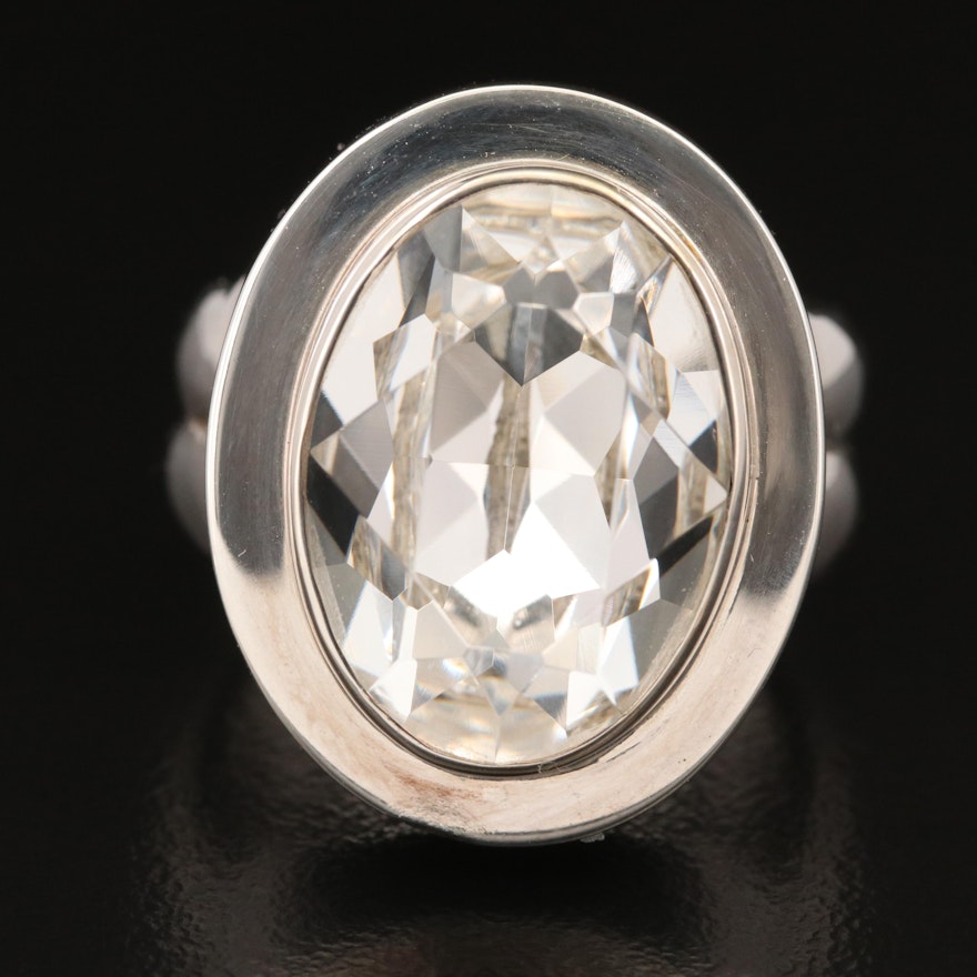Laurent Léger "Imperial Moonlight" 950 Silver Oval Glass Ring