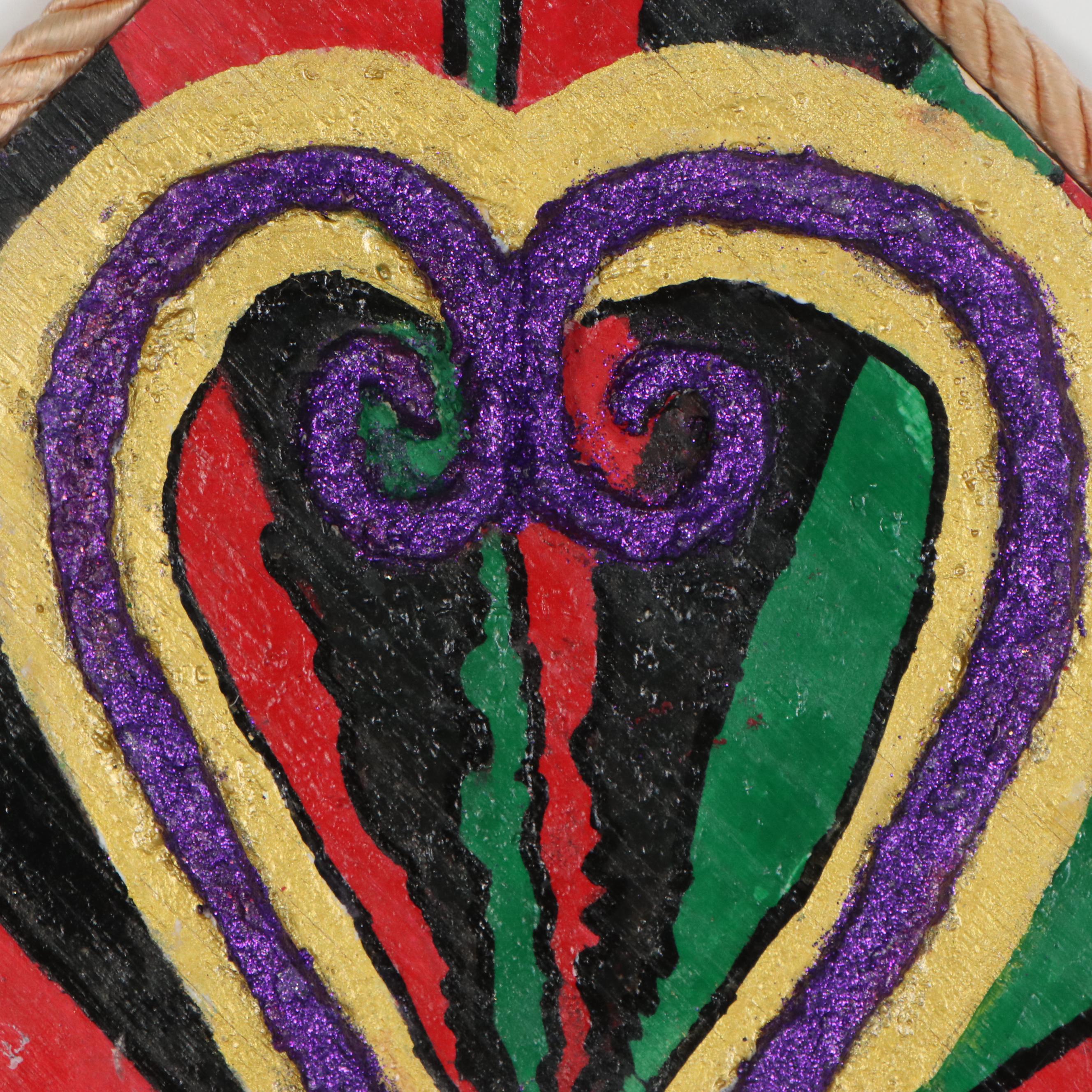 Emory Biko Mixed Media Painting of Sankofa Heart