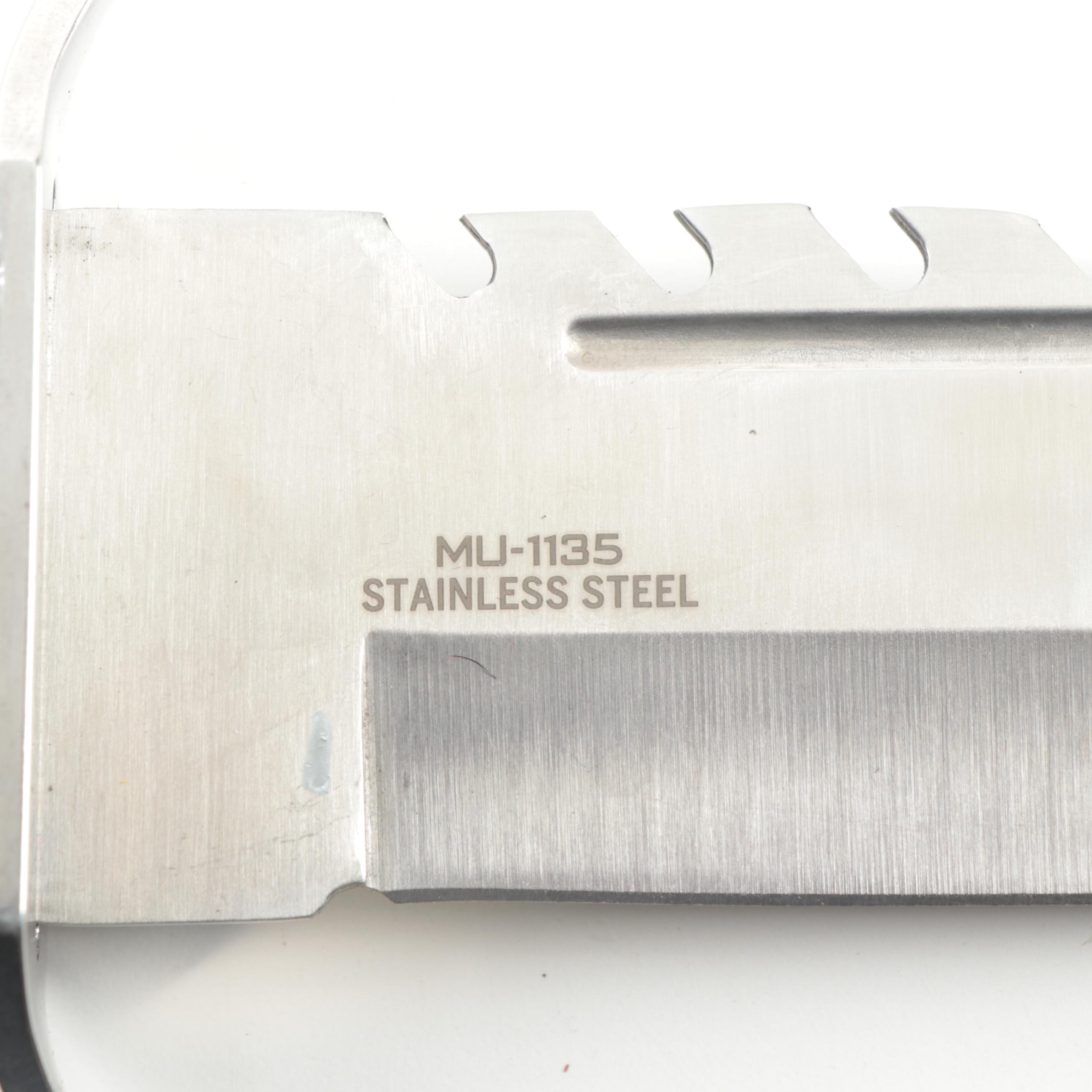 Master MU-1135 Tactical Fixed Blade Knife with Serrated Edge in Nylon Sheath