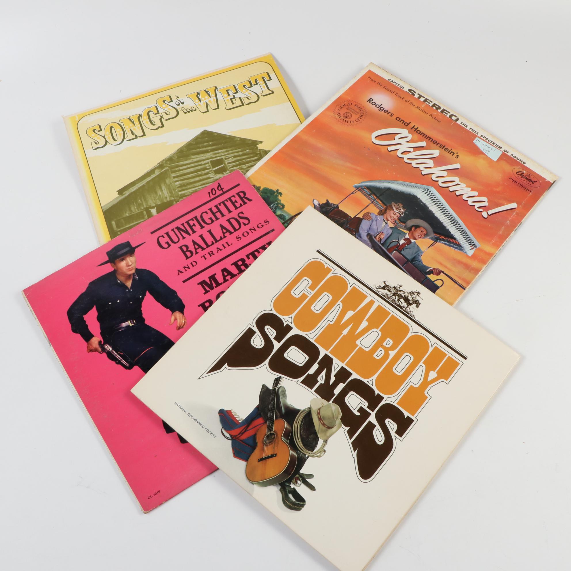 Johnny Cash, John Denver, Merle Haggard, and Other LP Vinyl Records, Mid-20th C.