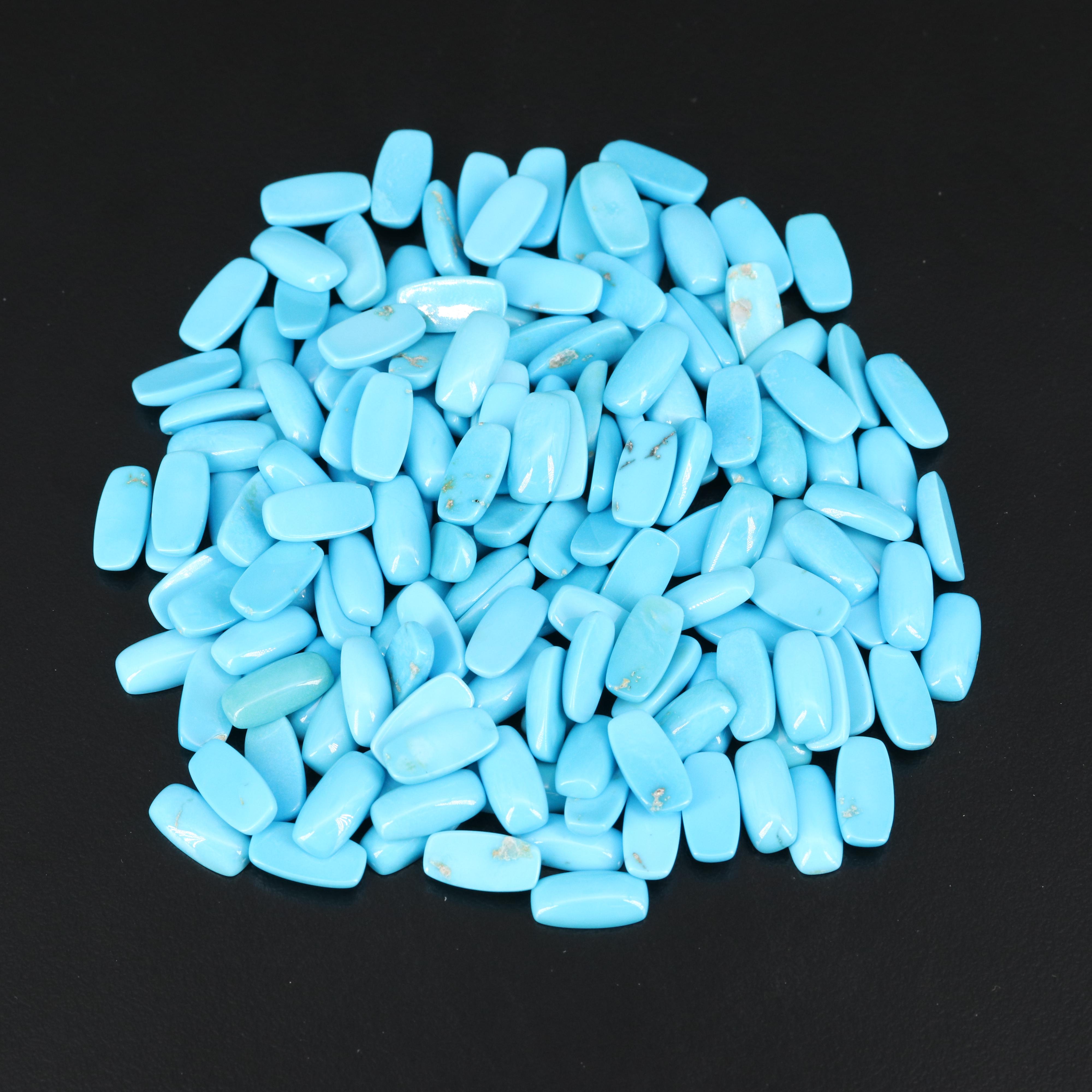 Loose Rectangular Cushion Turquoise Cabochons