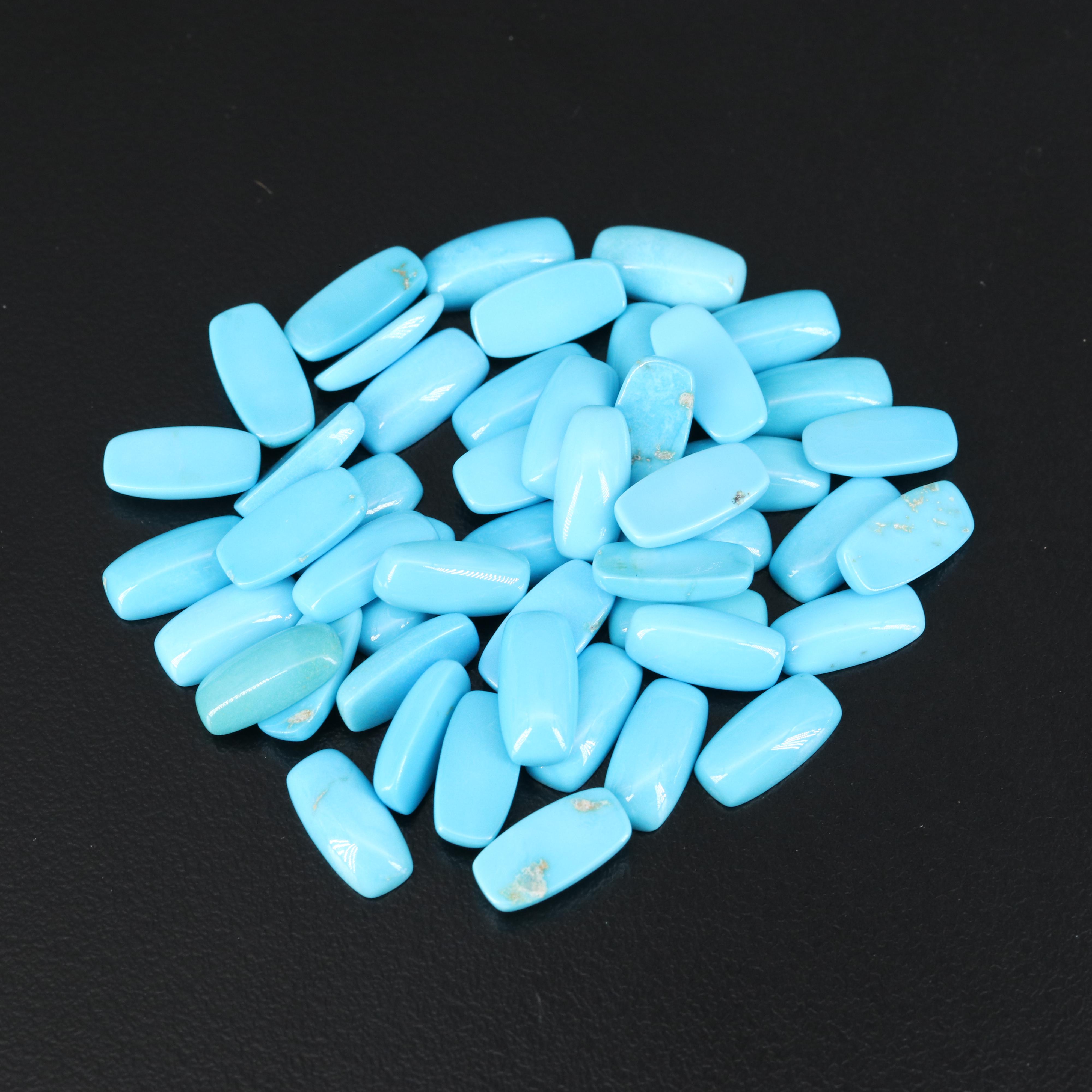 Loose Rectangular Cushion Turquoise Cabochons