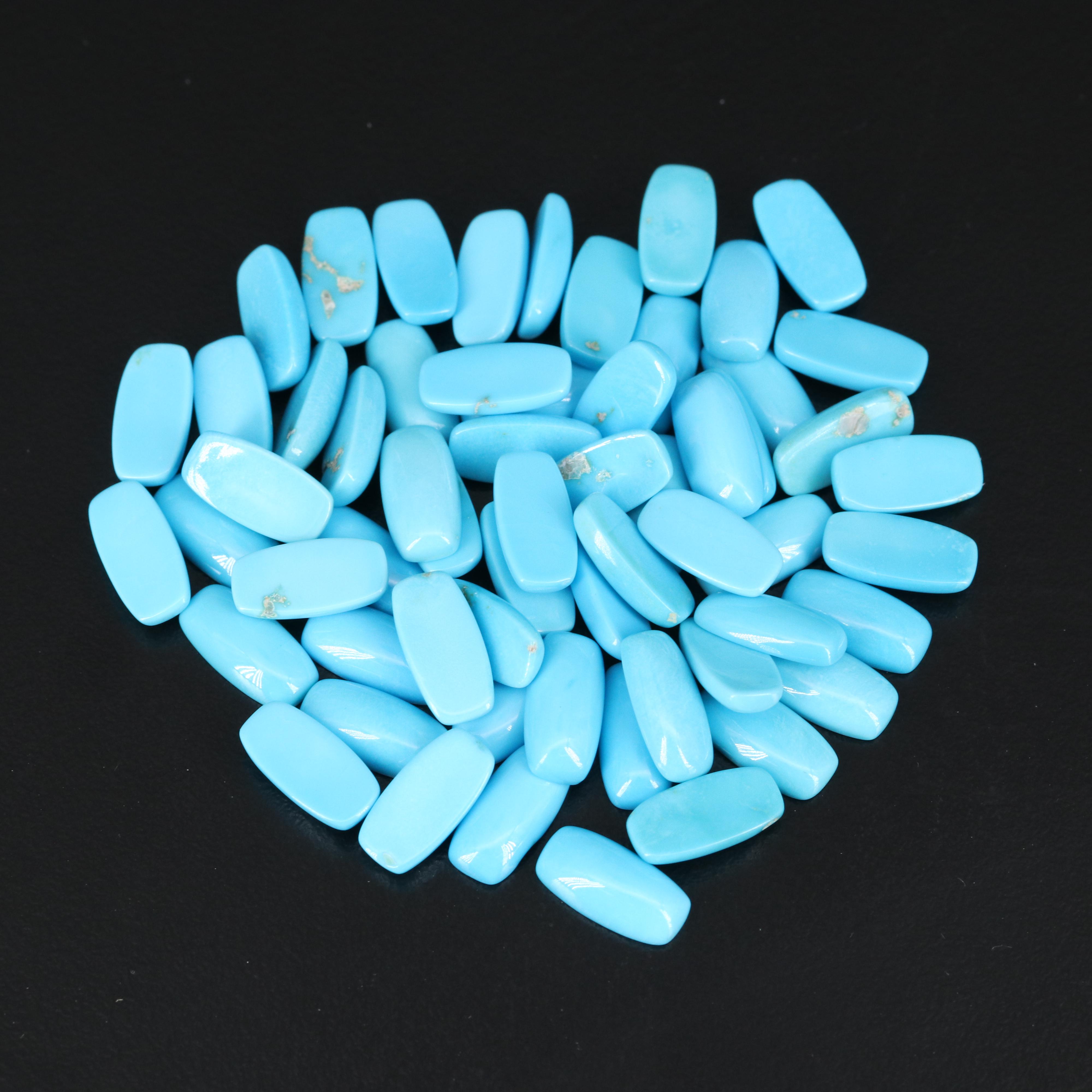 Loose Rectangular Cushion Turquoise Cabochons