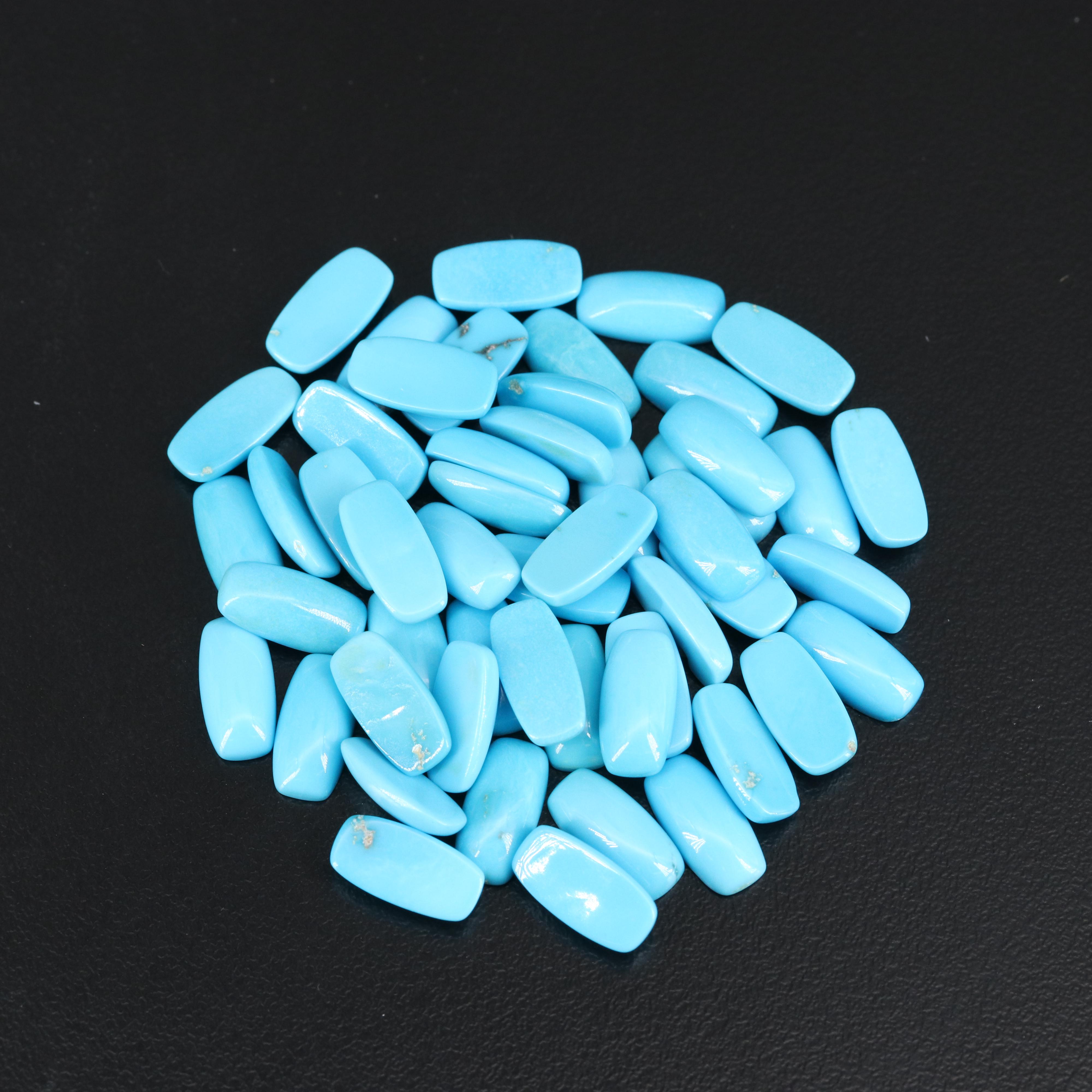 Loose Rectangular Cushion Turquoise Cabochons