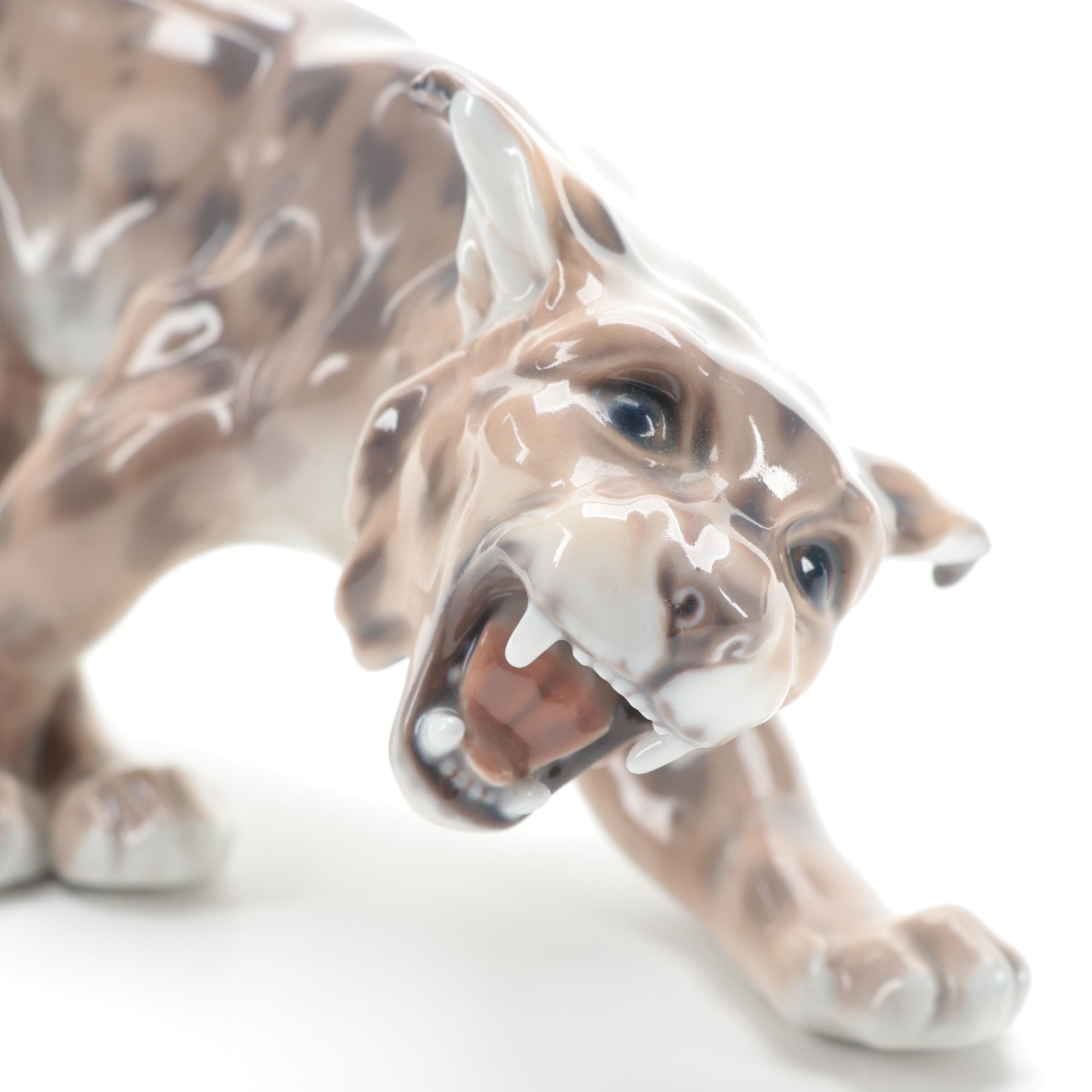 Dahl Jensen of Copenhagen Porcelain Lynx Figurine