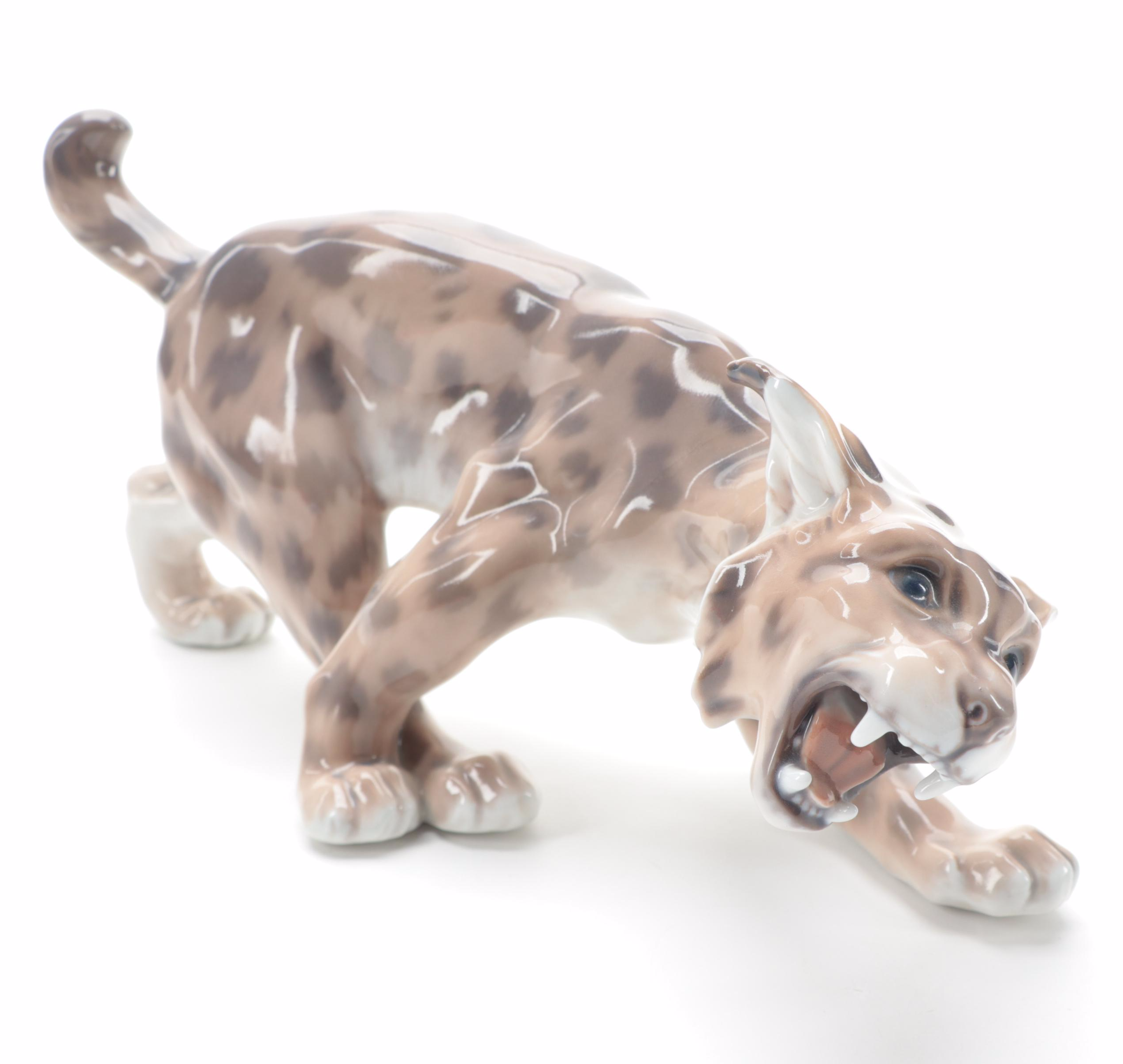 Dahl Jensen of Copenhagen Porcelain Lynx Figurine