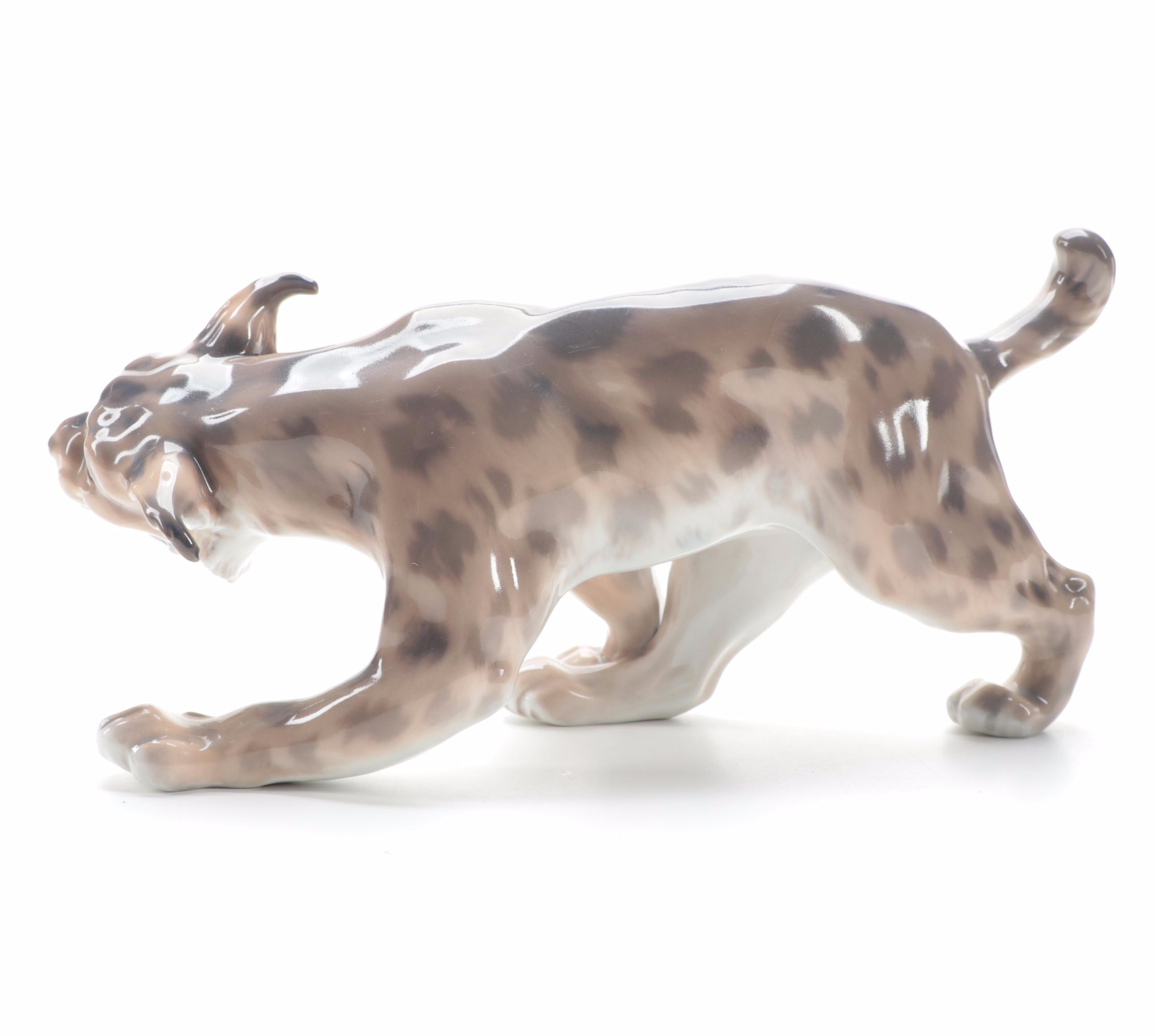 Dahl Jensen of Copenhagen Porcelain Lynx Figurine
