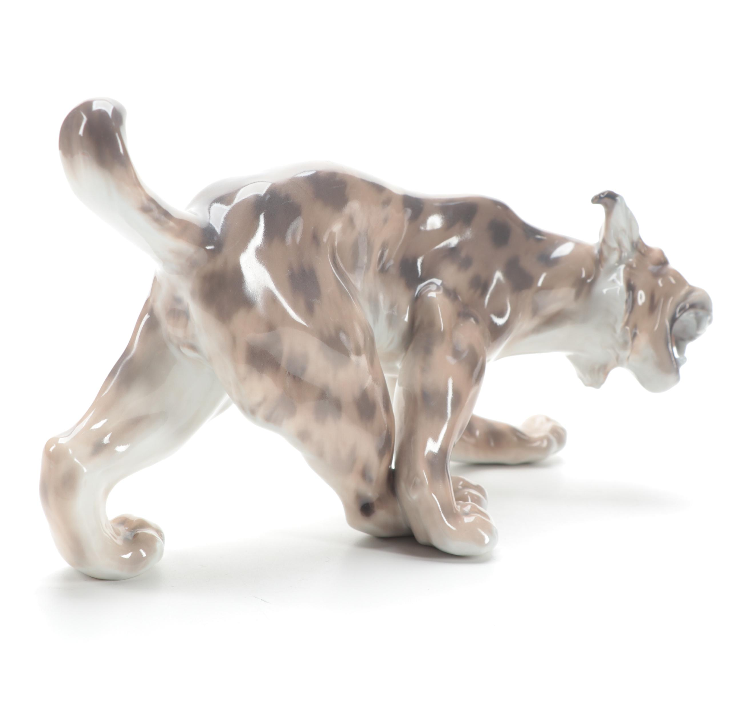Dahl Jensen of Copenhagen Porcelain Lynx Figurine