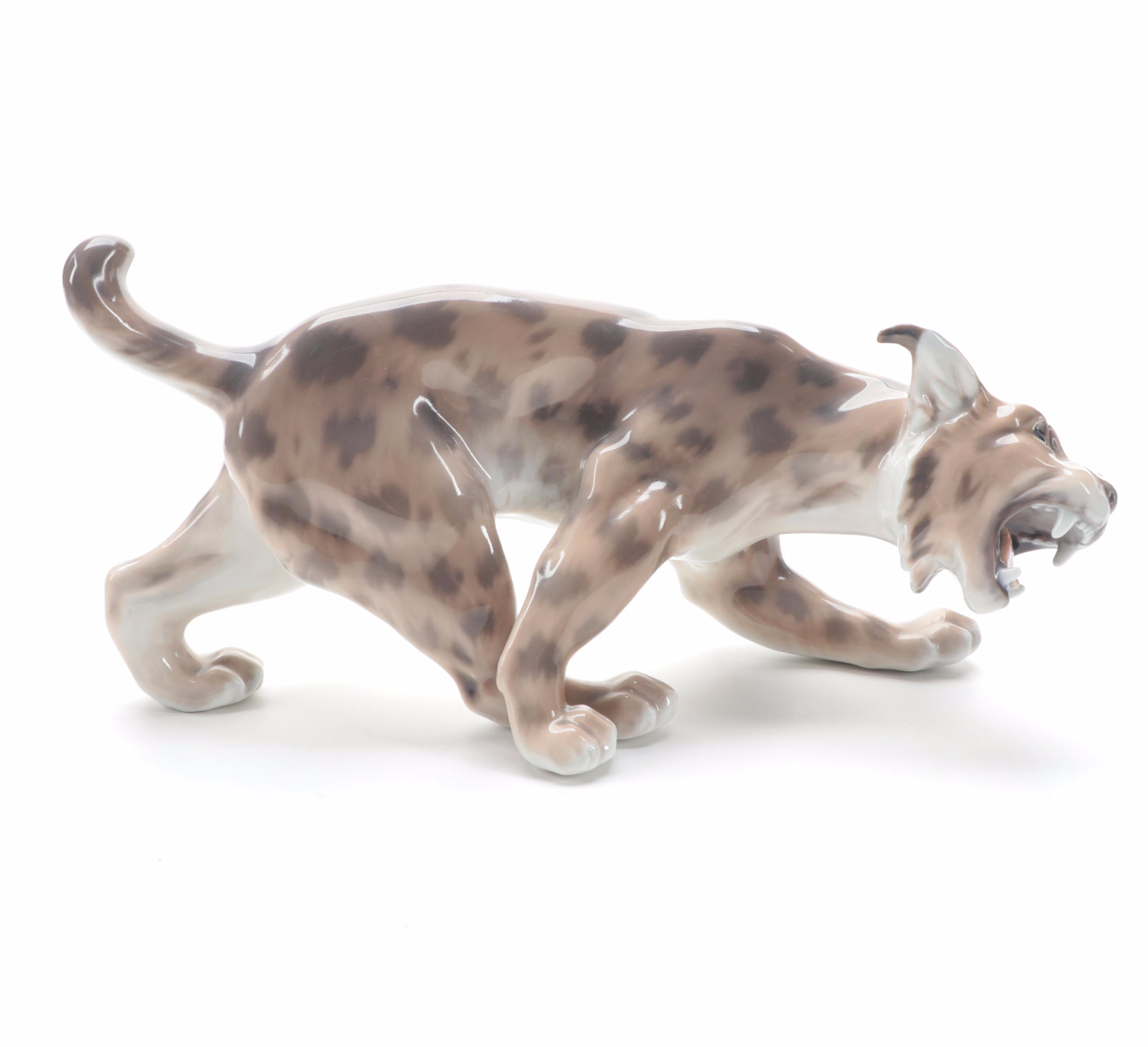Dahl Jensen of Copenhagen Porcelain Lynx Figurine