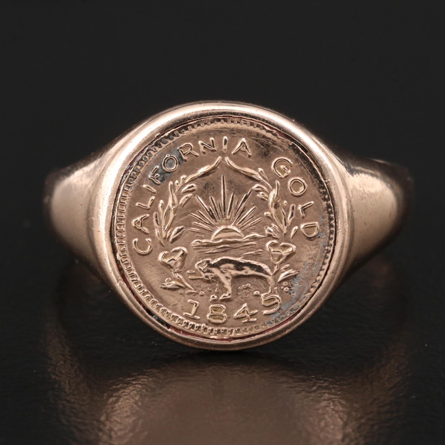 Antique 9K California Coin Ring