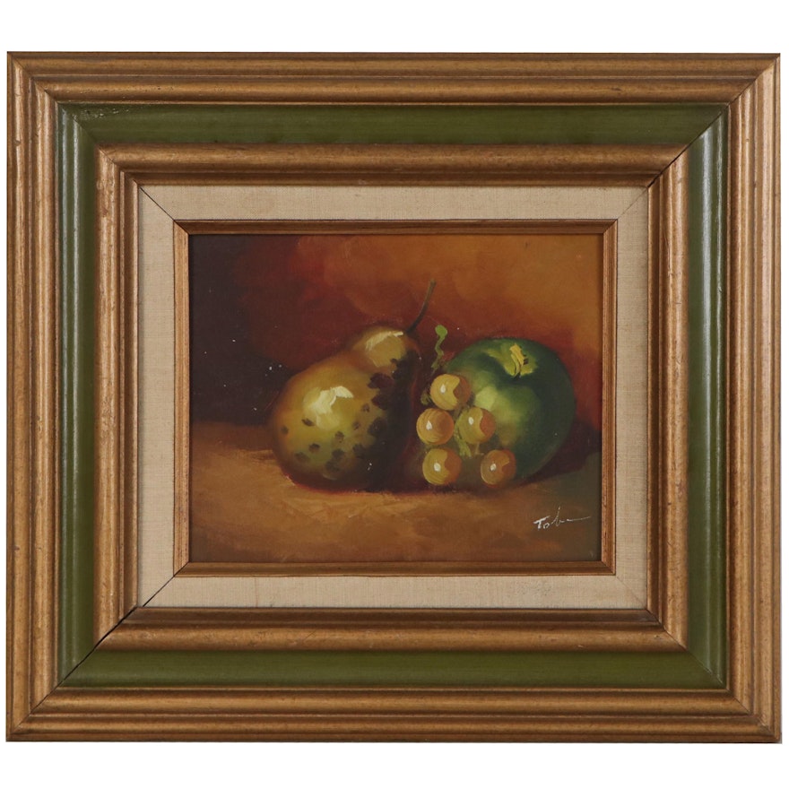 Still Life Oil Painting of Fruit, Late 20th Century
