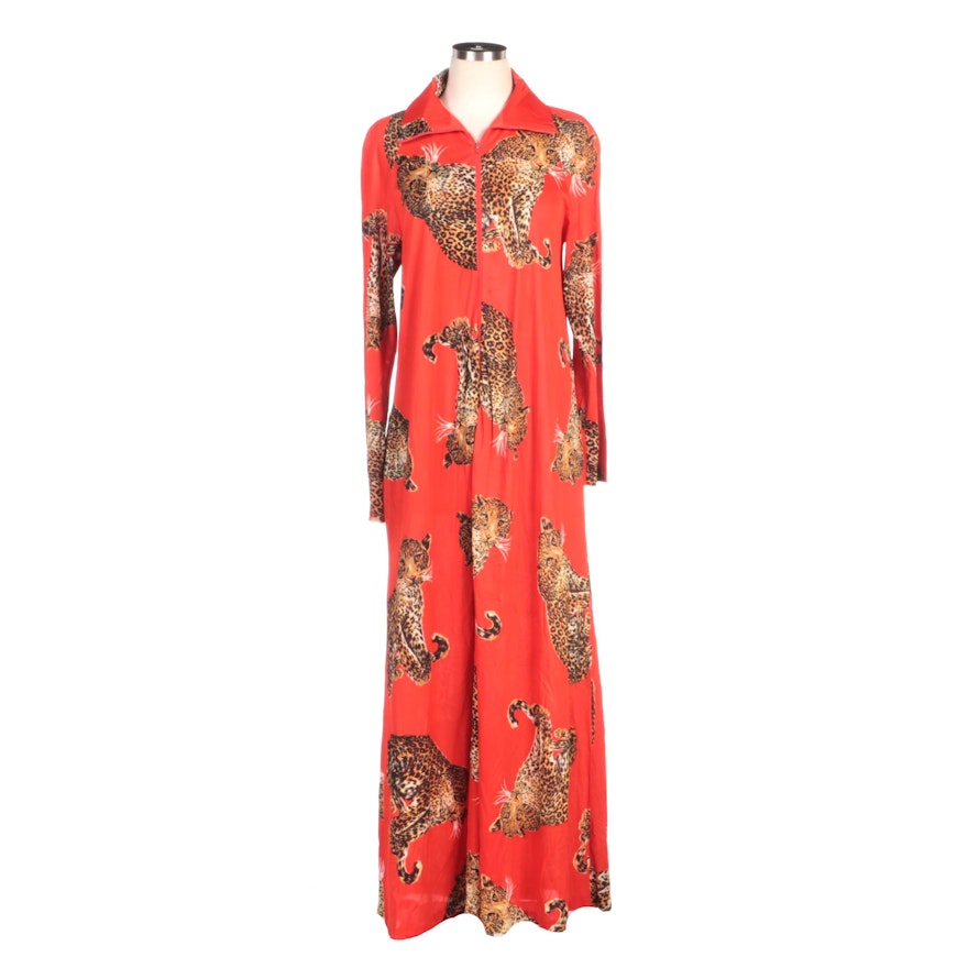 Butterfield 8 Red Leopard Print Hostess Gown