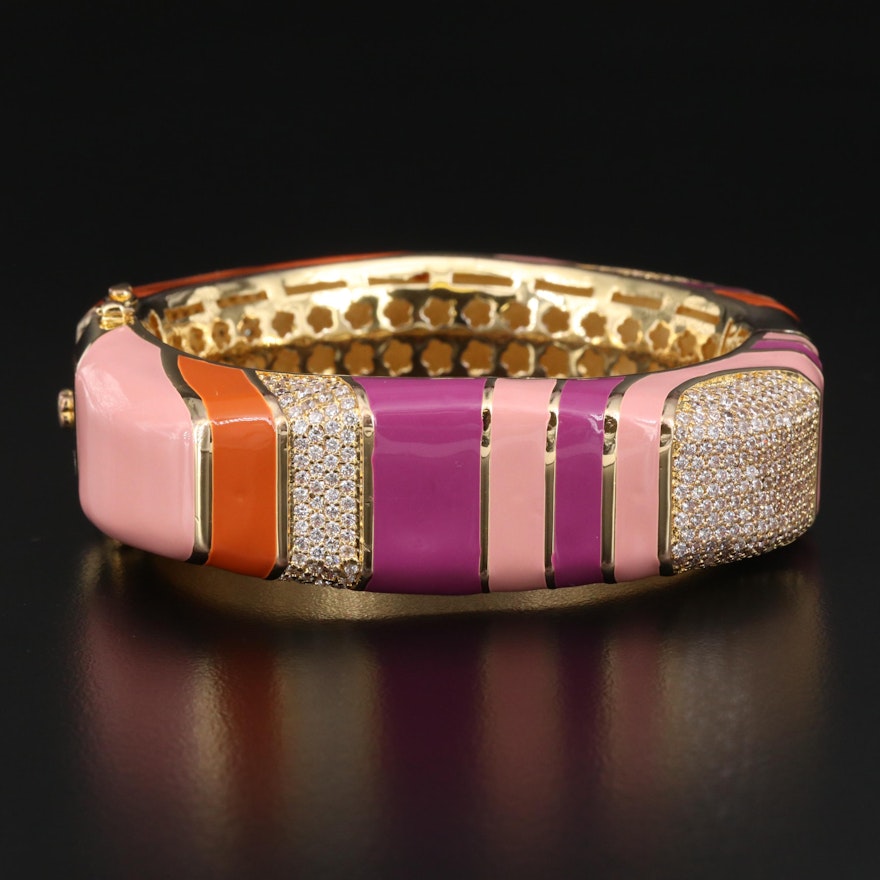 Lauren G Adams Cubic Zirconia and Enamel Hinged Bangle